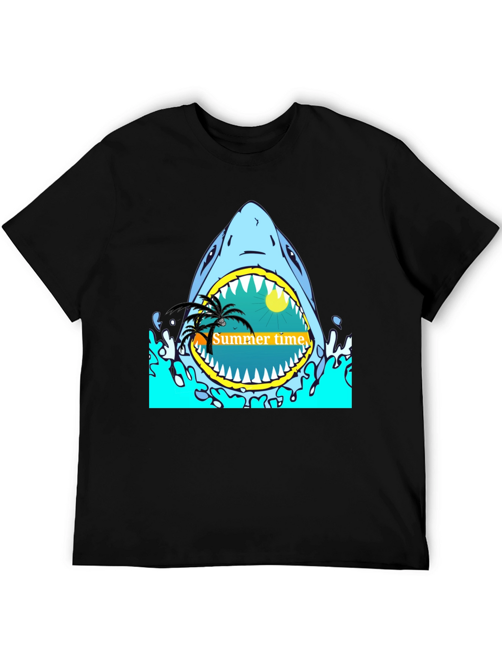 Summer Time Shark Graphic Tee - Black T-Shirt