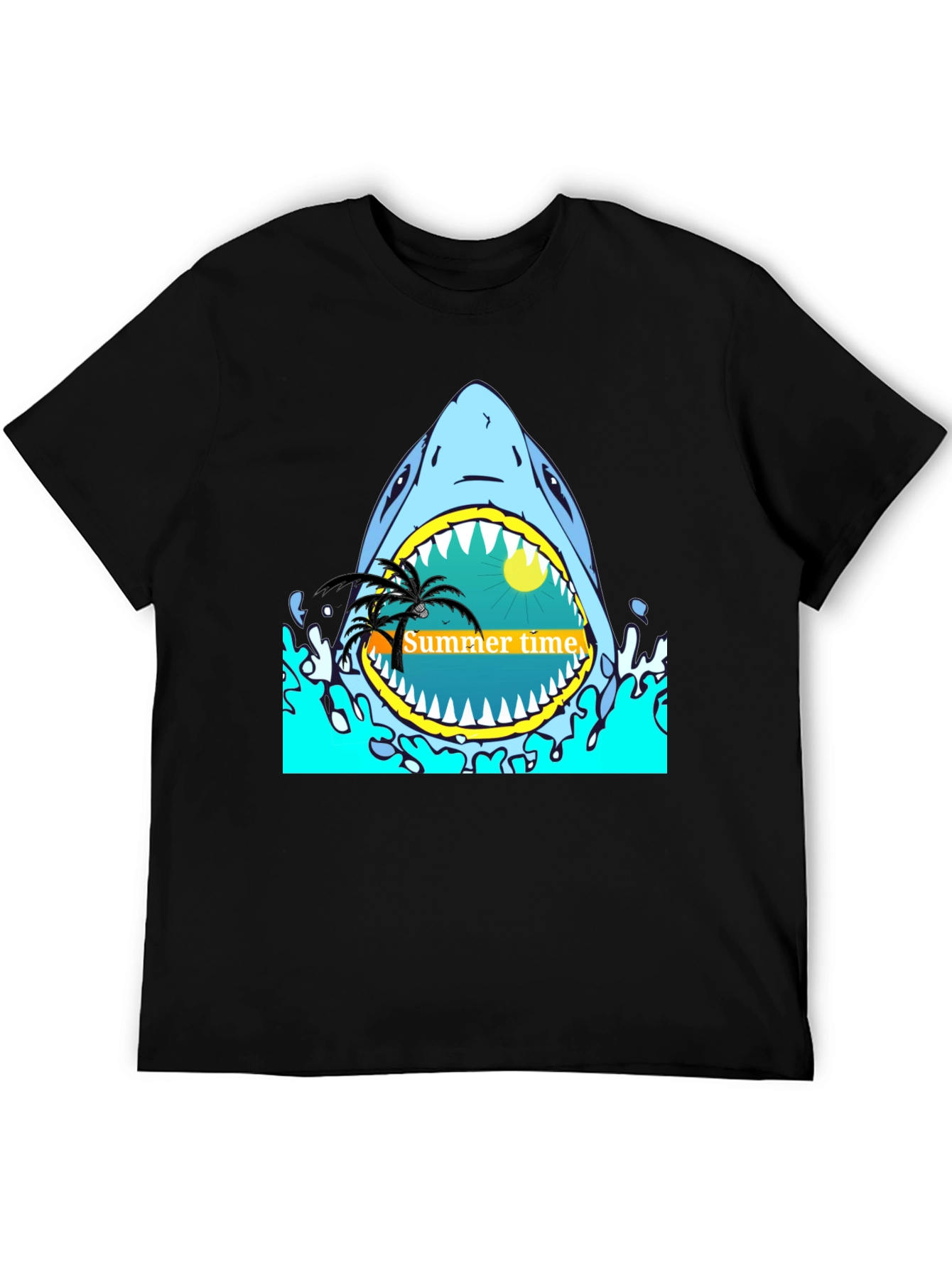 Summer Time Shark Graphic Tee - Black T-Shirt