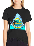 Summer Time Shark Graphic Tee - Black T-Shirt