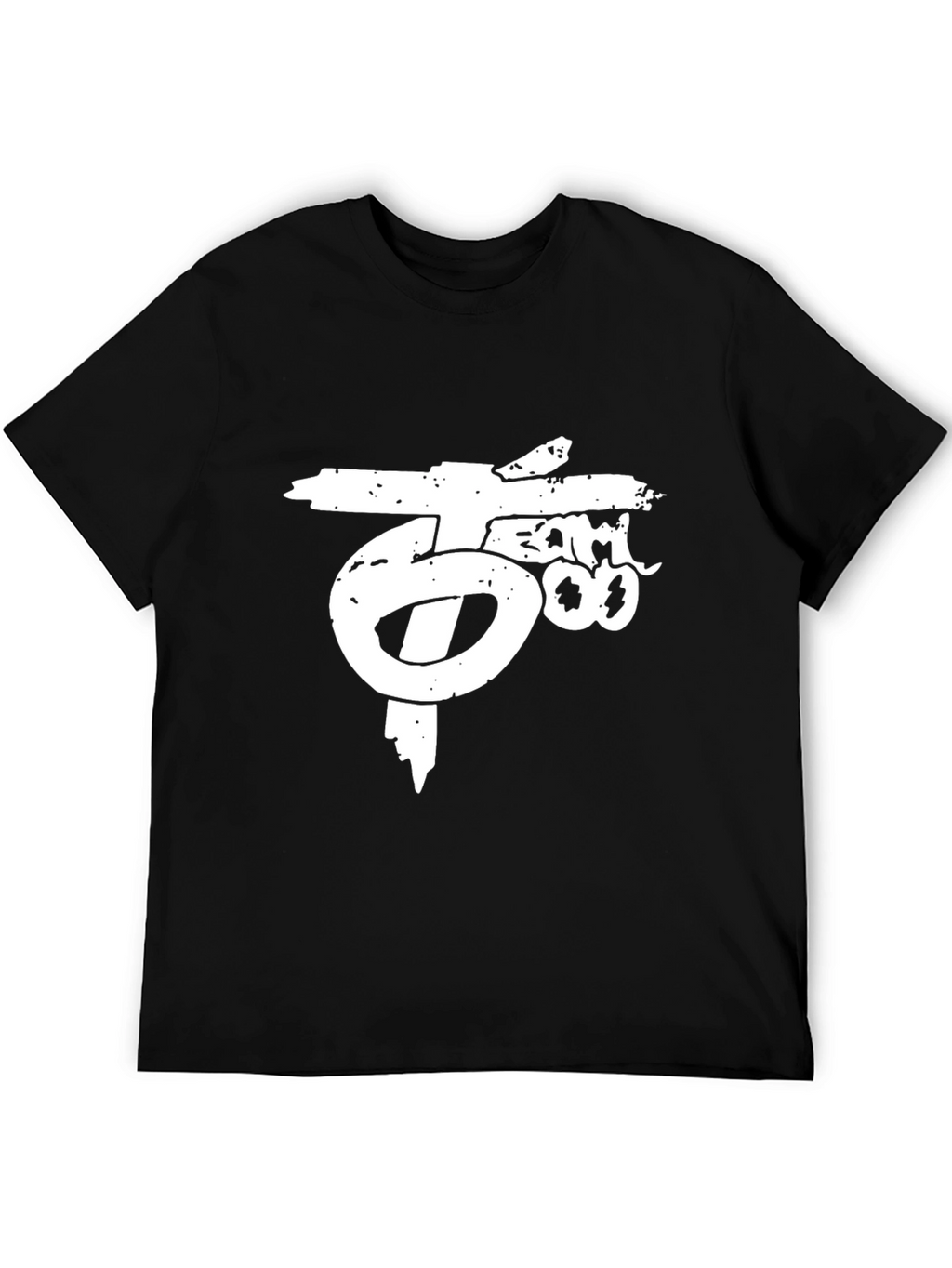 Distressed Graphic Print Black T-Shirt