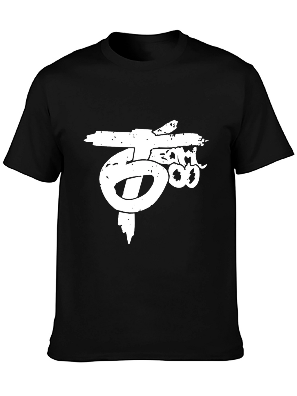 Distressed Graphic Print Black T-Shirt