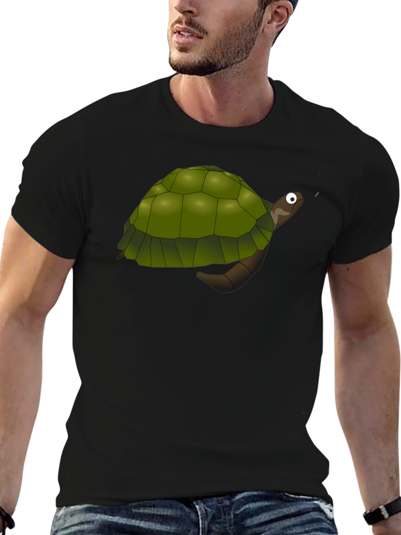 Cartoon Turtle Graphic Black T-Shirt