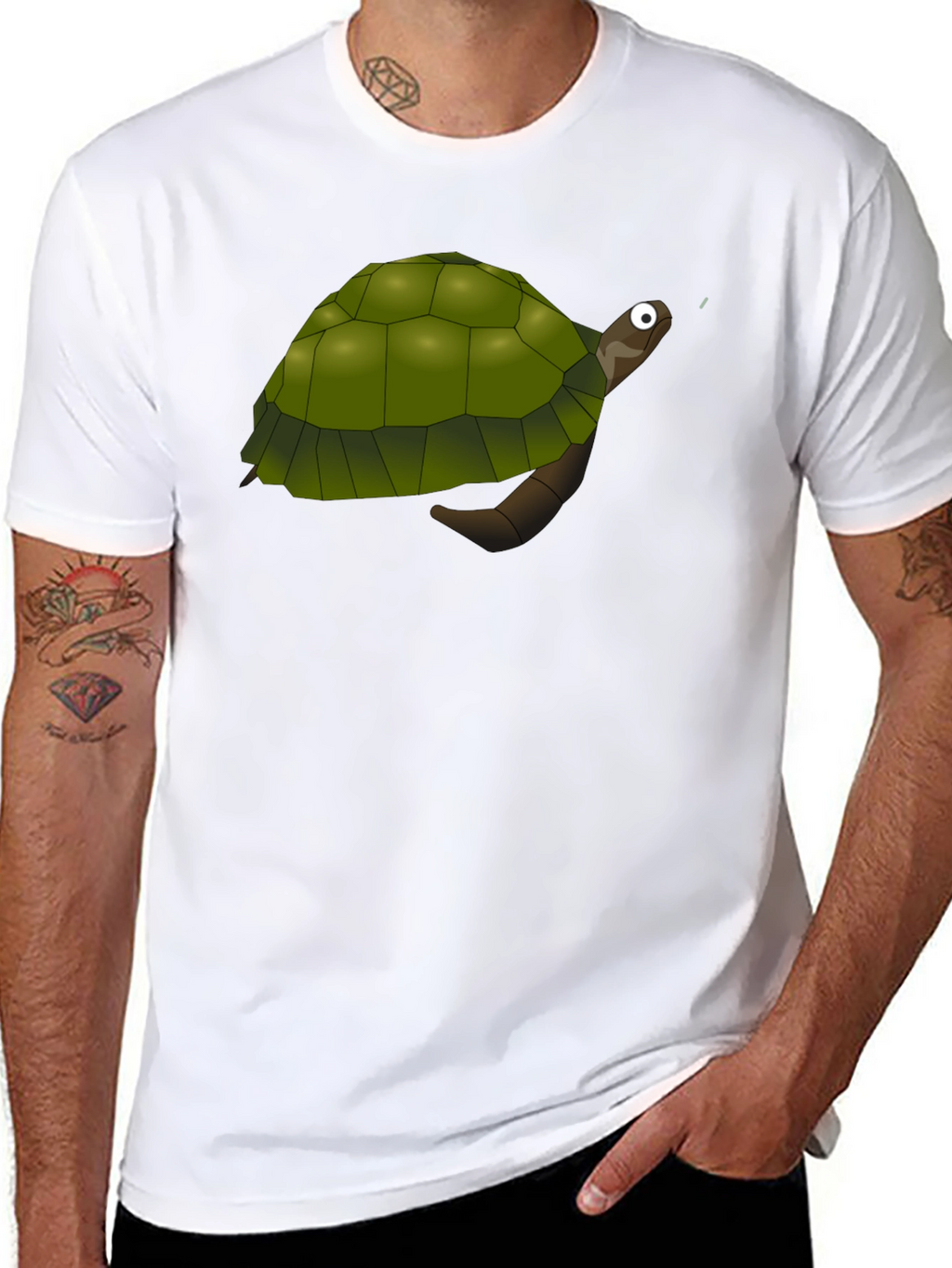 Cartoon Turtle Graphic Black T-Shirt