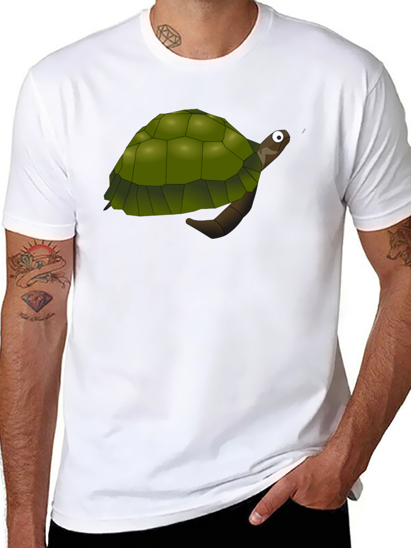 Cartoon Turtle Graphic Black T-Shirt