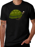 Cartoon Turtle Graphic Black T-Shirt