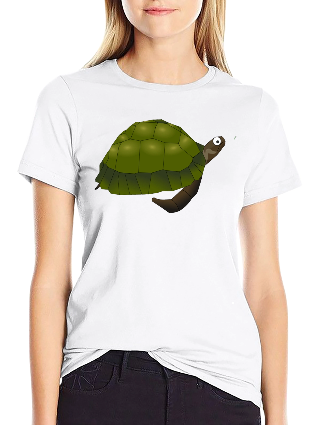 Cartoon Turtle Graphic Black T-Shirt
