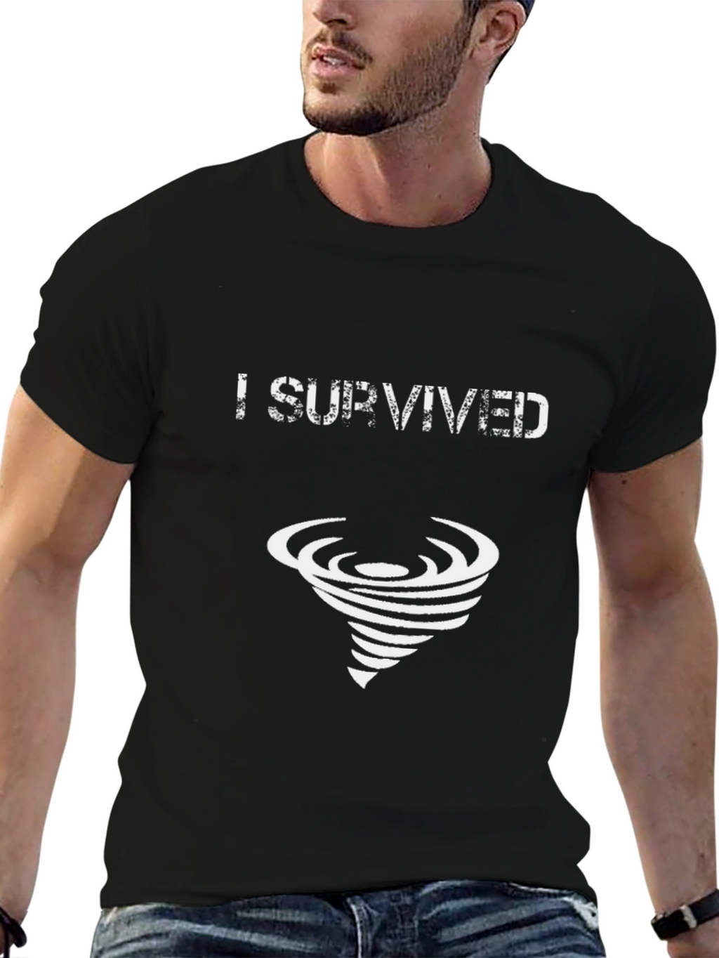 I Survived Tornado T-Shirt - Black Cotton Tee