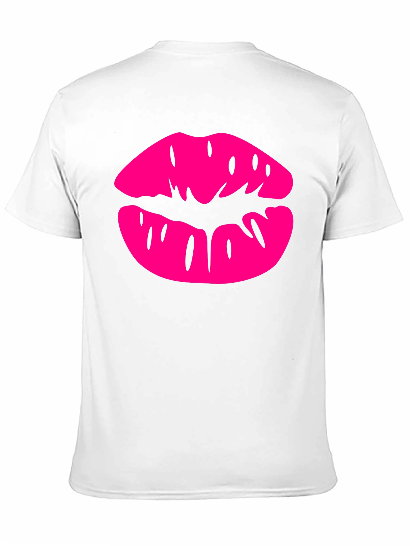 Pink Lips Graphic Black T-Shirt