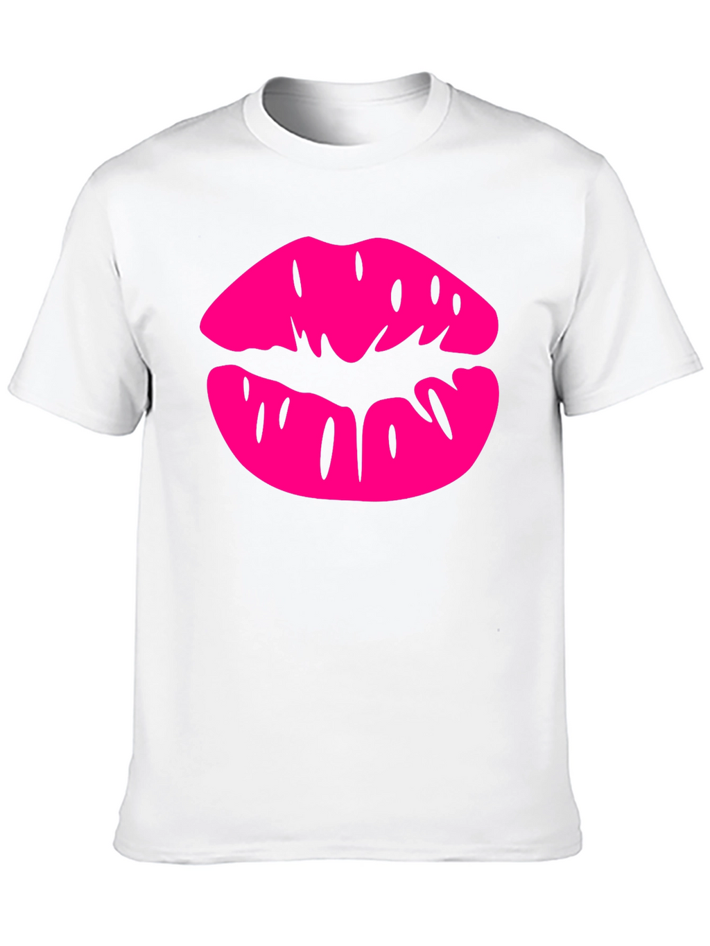 Pink Lips Graphic Black T-Shirt