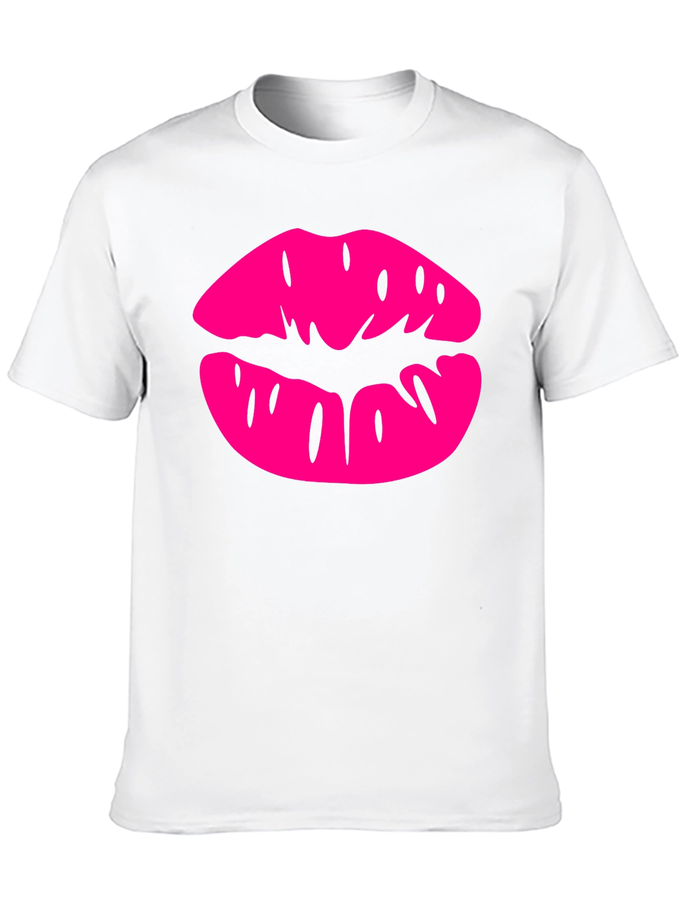 Pink Lips Graphic Black T-Shirt