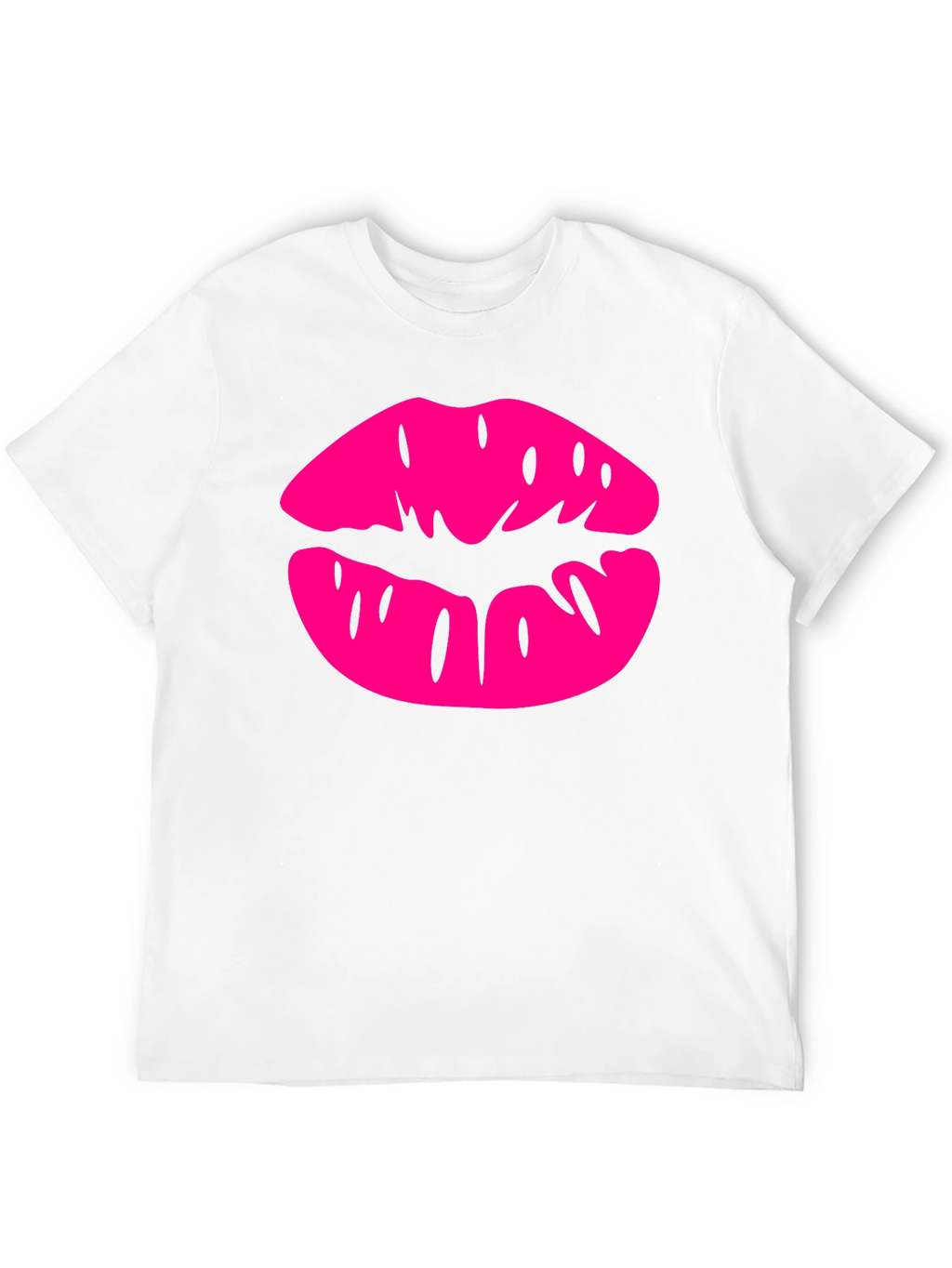 Pink Lips Graphic Black T-Shirt