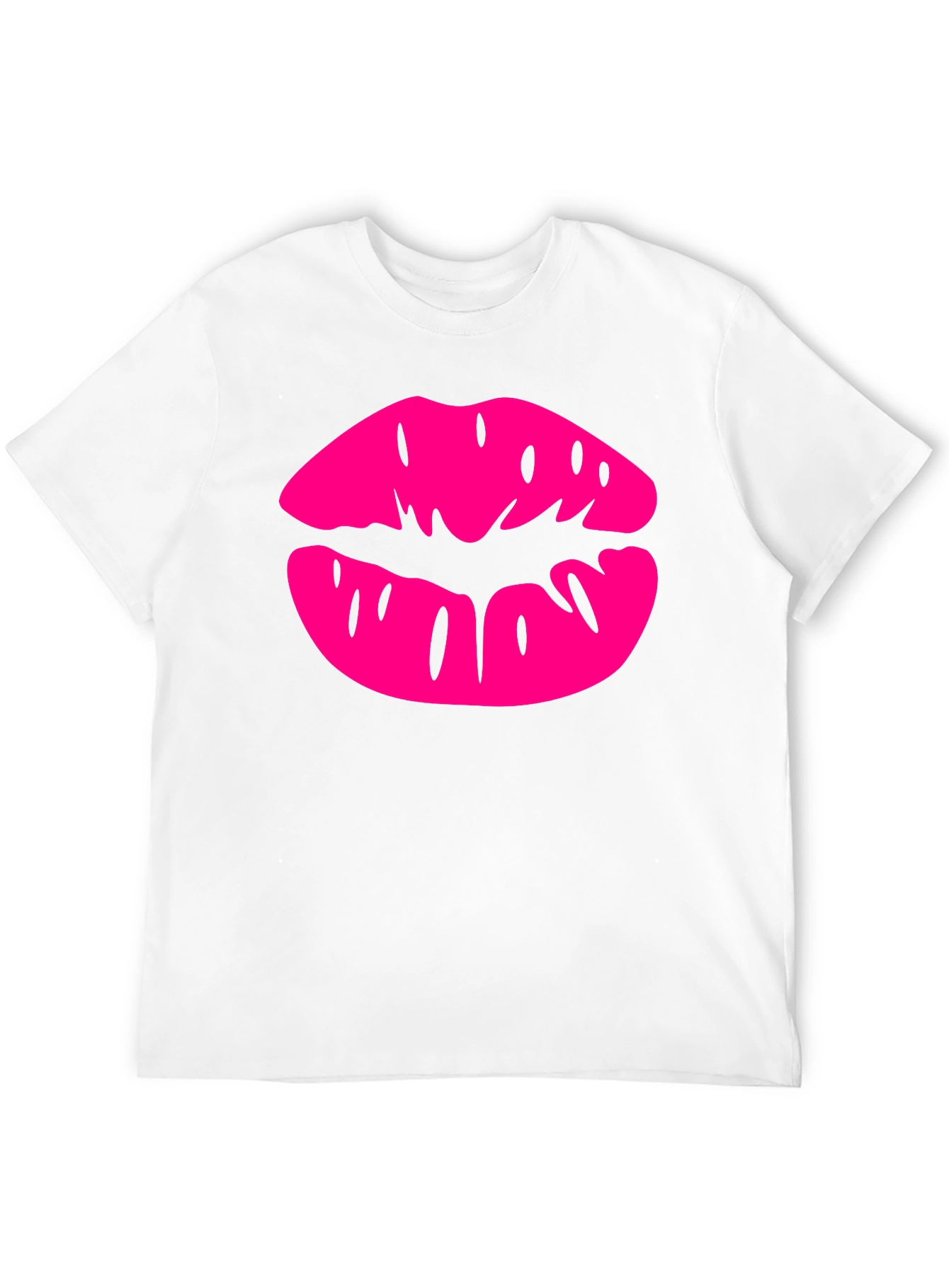 Pink Lips Graphic Black T-Shirt