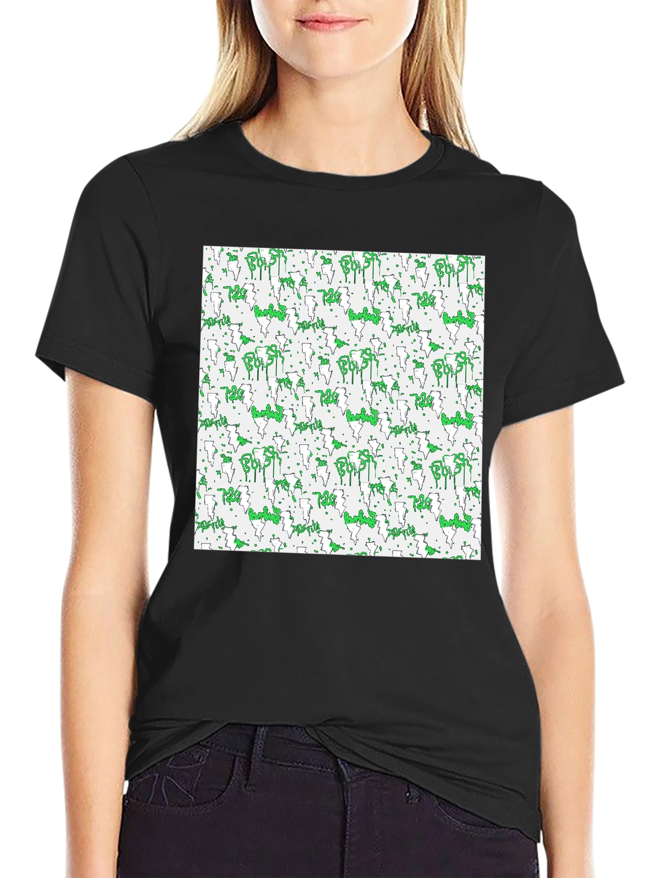 Abstract Pattern Black T-Shirt