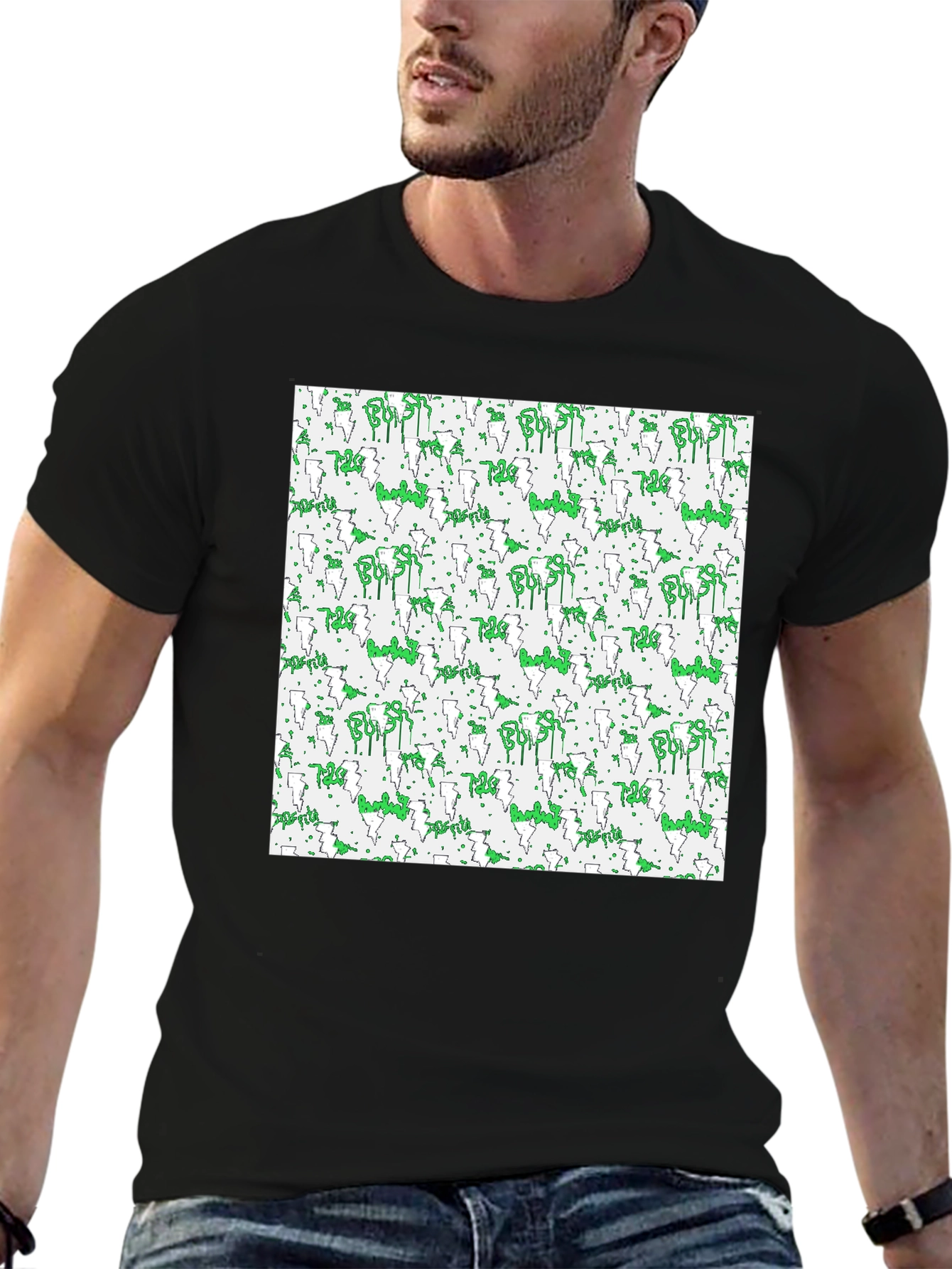 Abstract Pattern Black T-Shirt