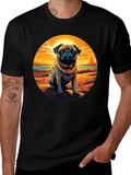 Pug Sunset Graphic Tee - Cool Dog Lover Shirt