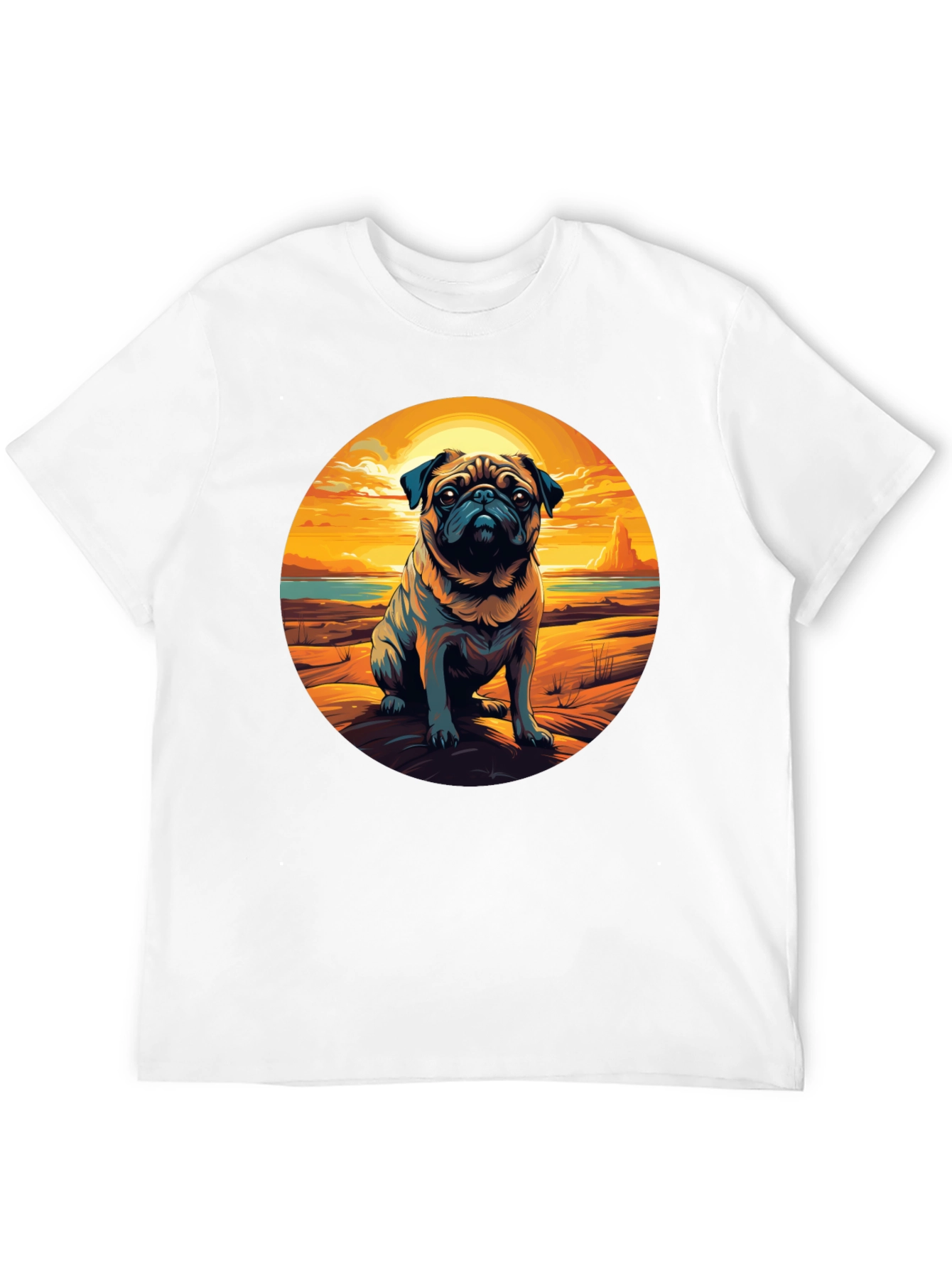 Pug Sunset Graphic Tee - Cool Dog Lover Shirt