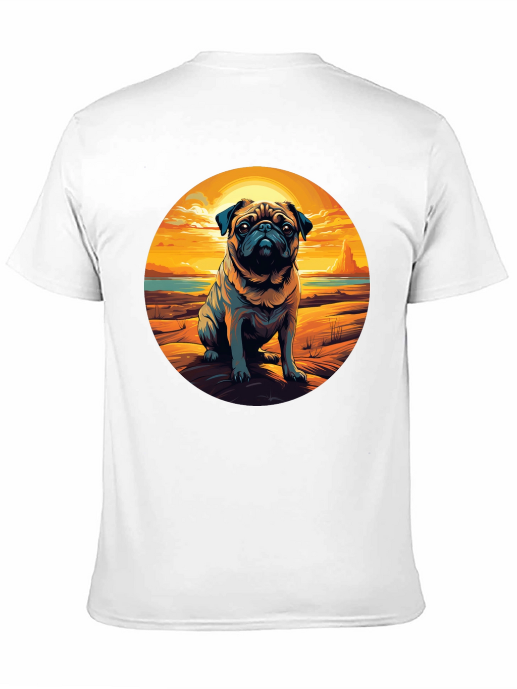 Pug Sunset Graphic Tee - Cool Dog Lover Shirt