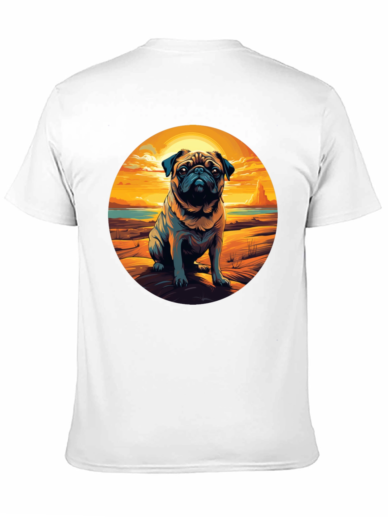 Pug Sunset Graphic Tee - Cool Dog Lover Shirt
