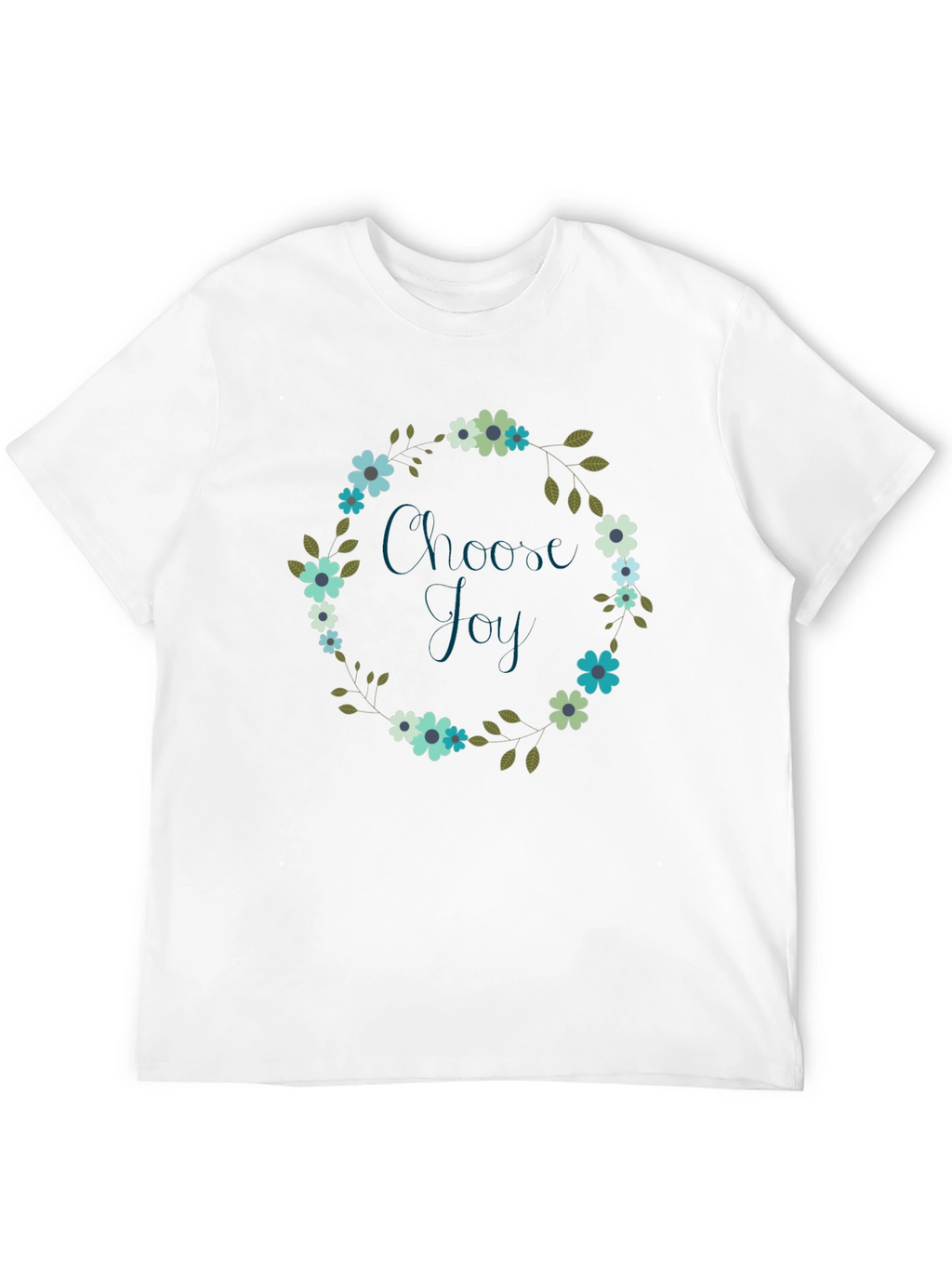 Choose Joy Floral Wreath Black T-Shirt