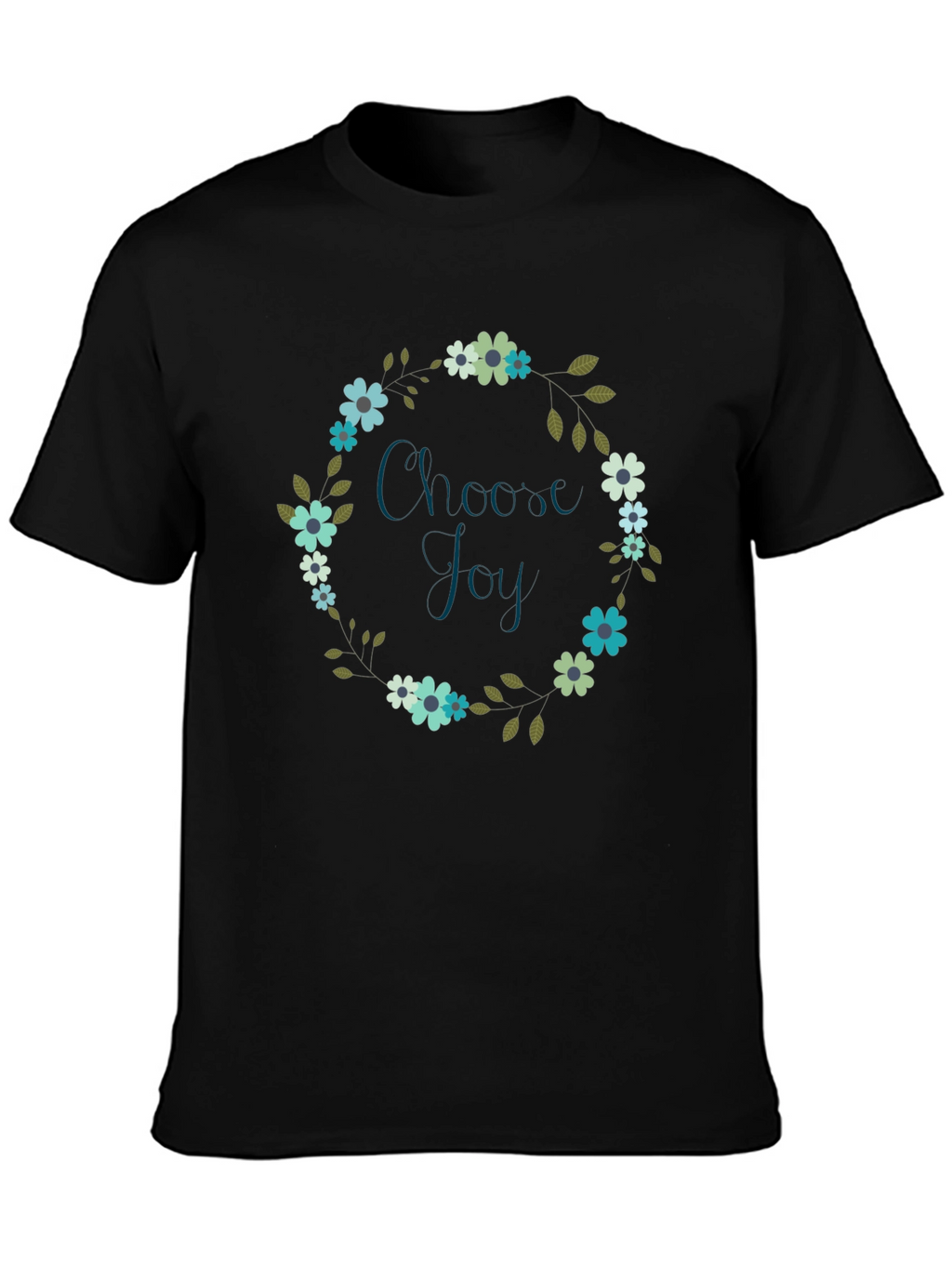 Choose Joy Floral Wreath Black T-Shirt
