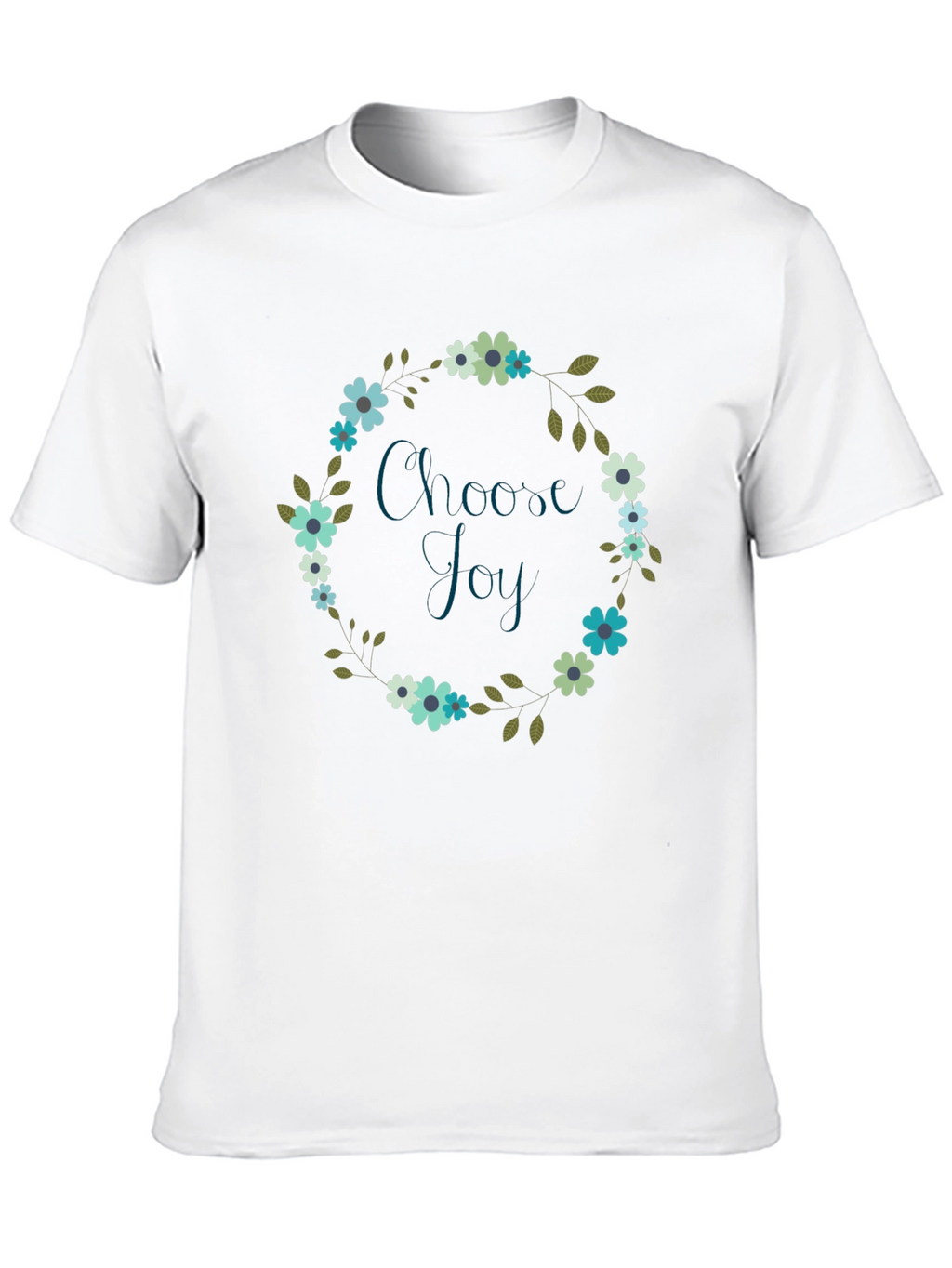 Choose Joy Floral Wreath Black T-Shirt