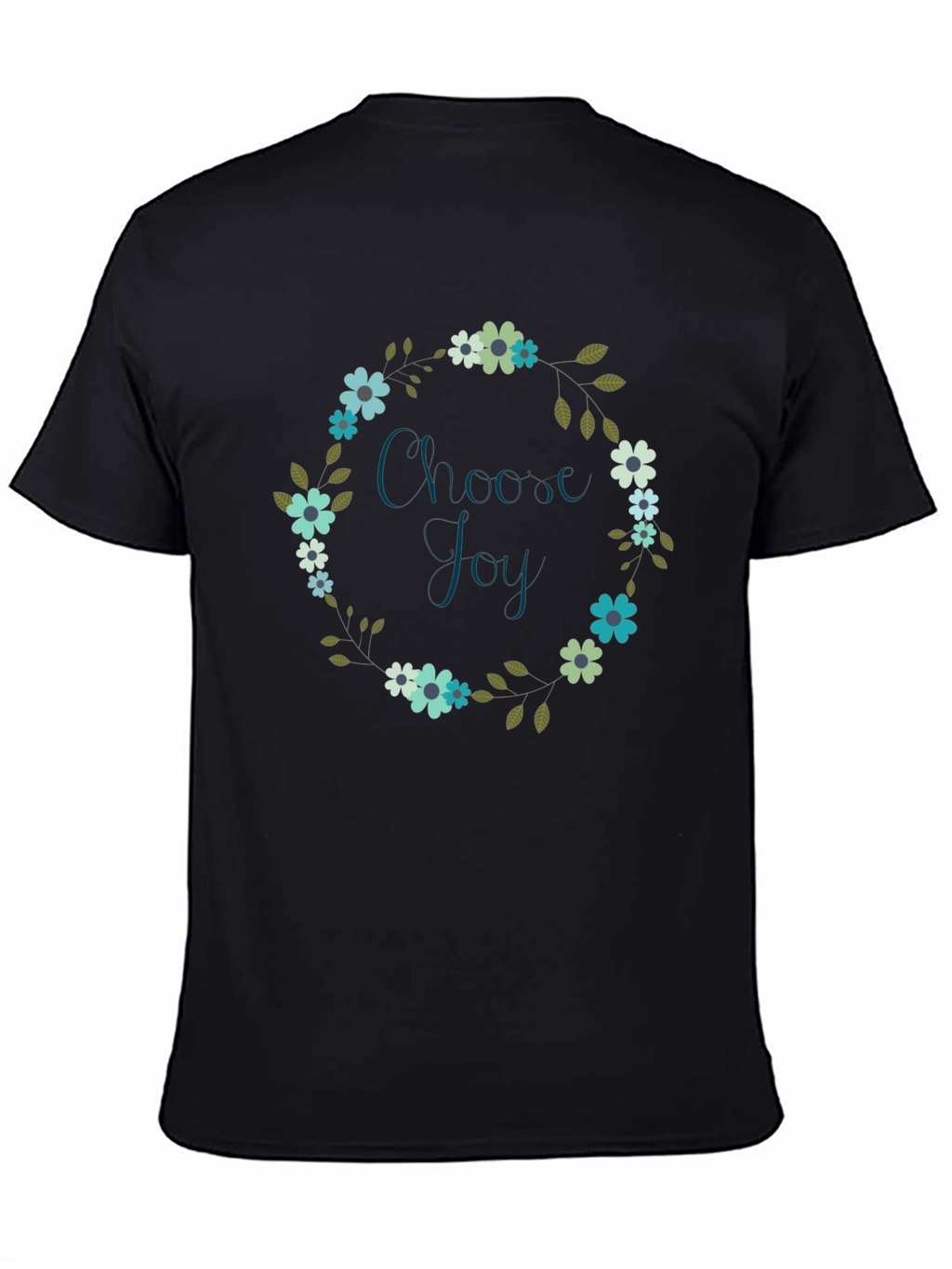 Choose Joy Floral Wreath Black T-Shirt