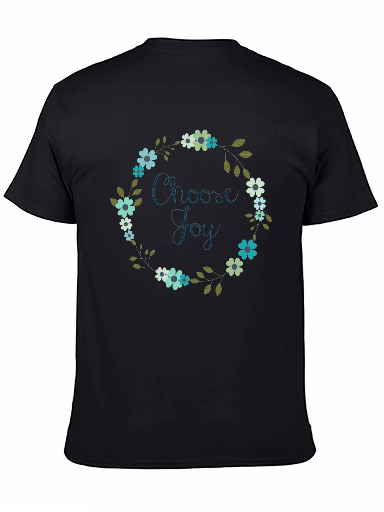 Choose Joy Floral Wreath Black T-Shirt