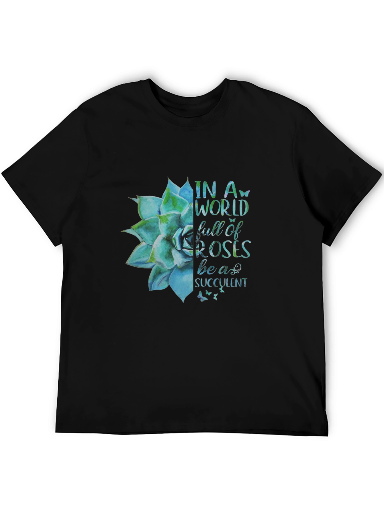 Succulent Graphic Black T-Shirt
