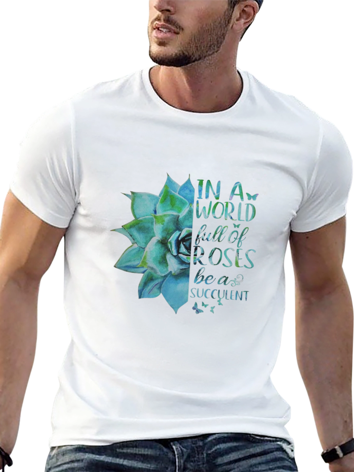 Succulent Graphic Black T-Shirt