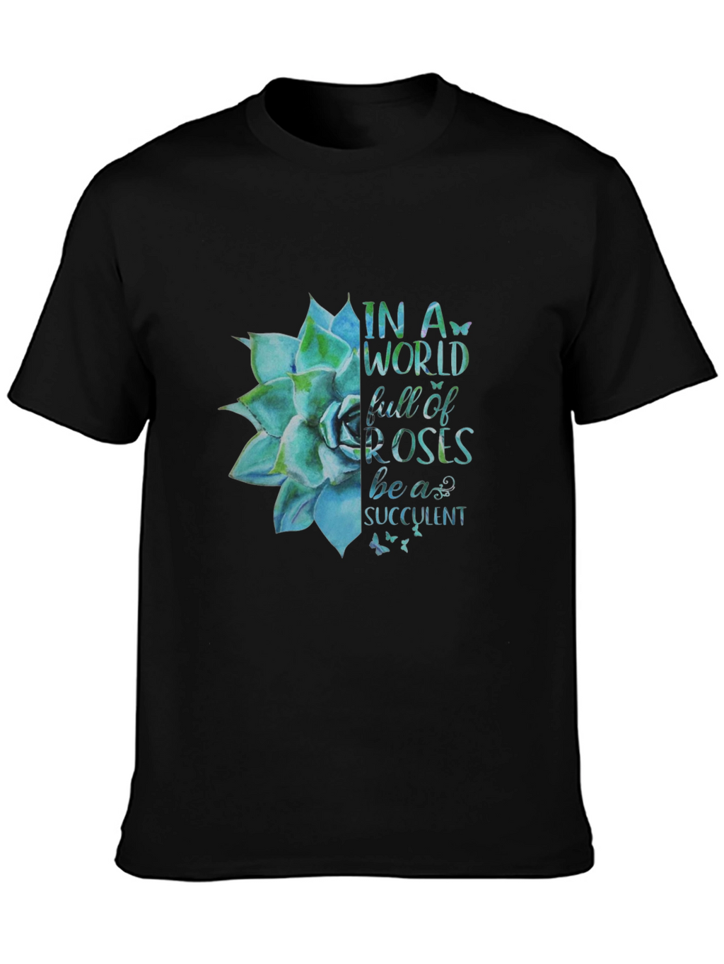 Succulent Graphic Black T-Shirt