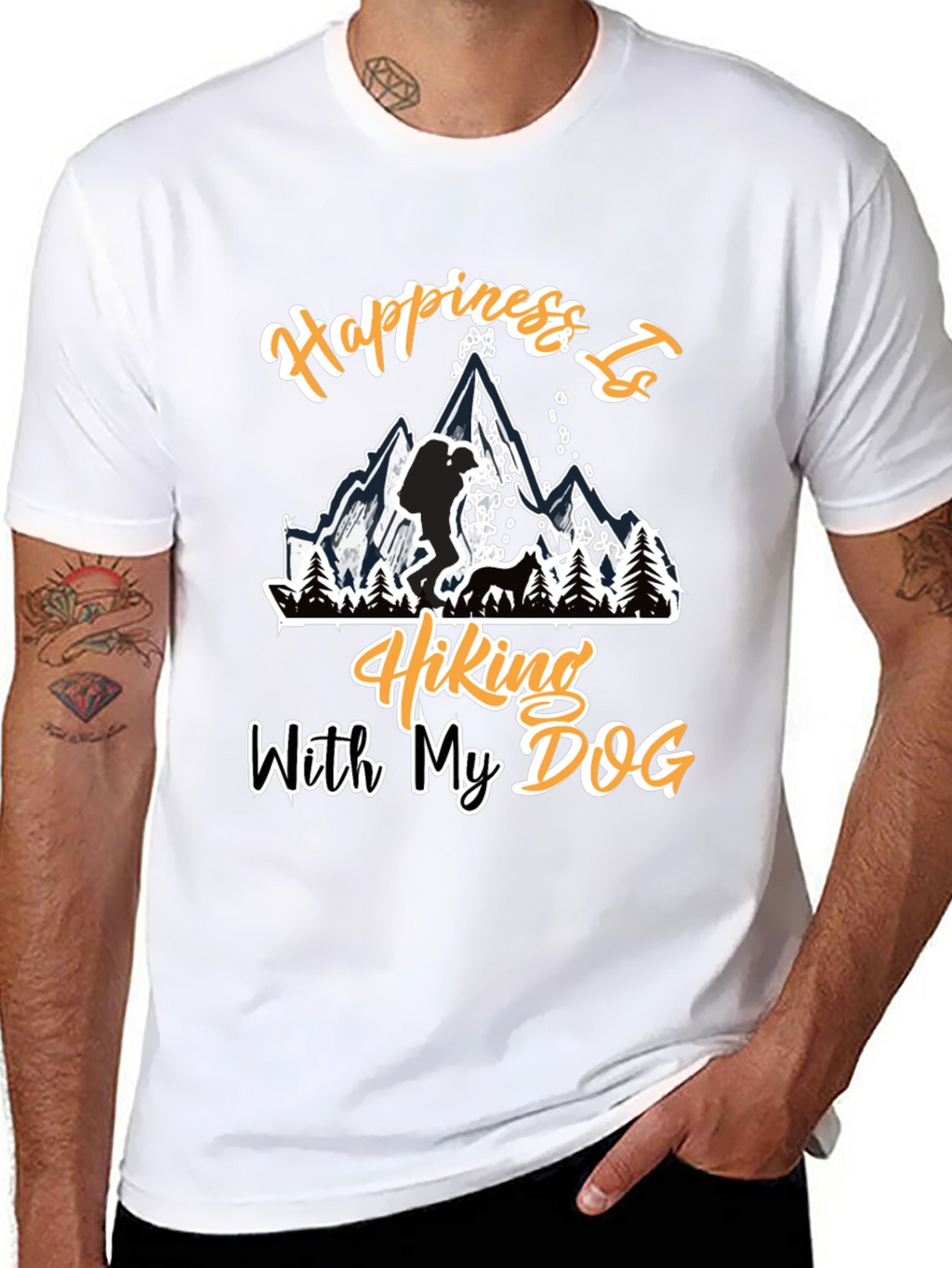Hiking with My Dog Black T-Shirt