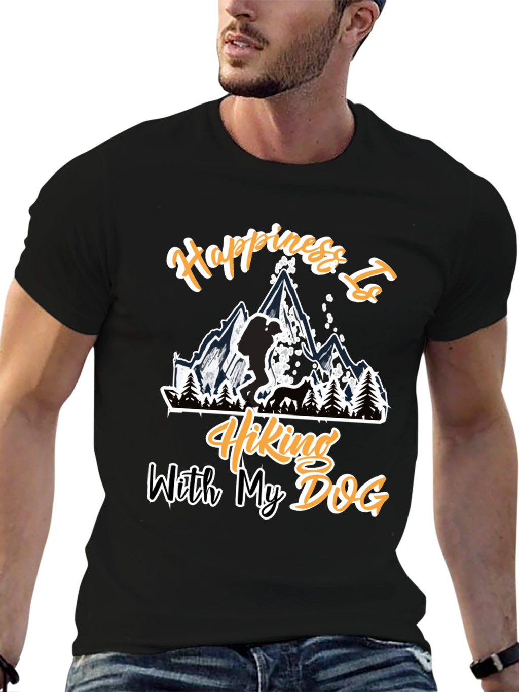 Hiking with My Dog Black T-Shirt