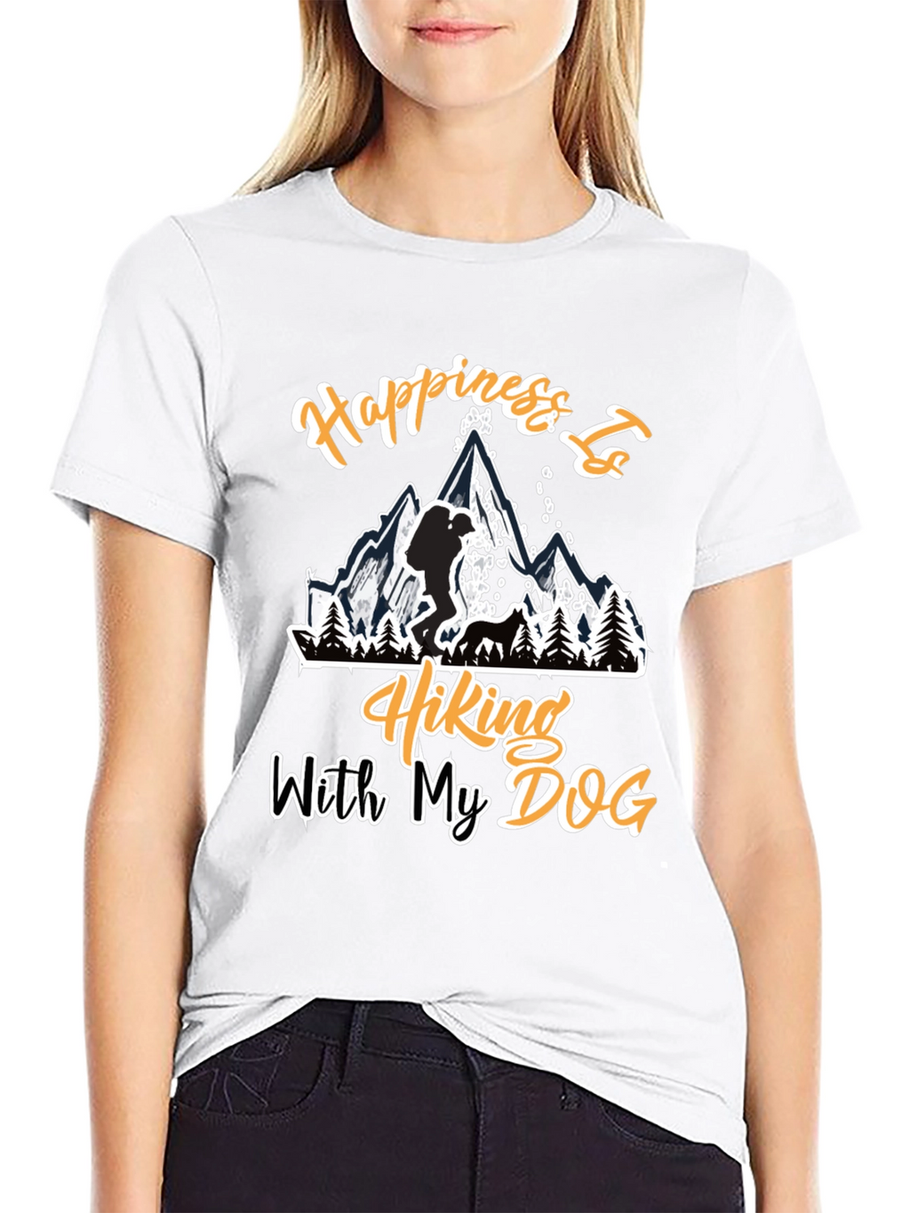 Hiking with My Dog Black T-Shirt