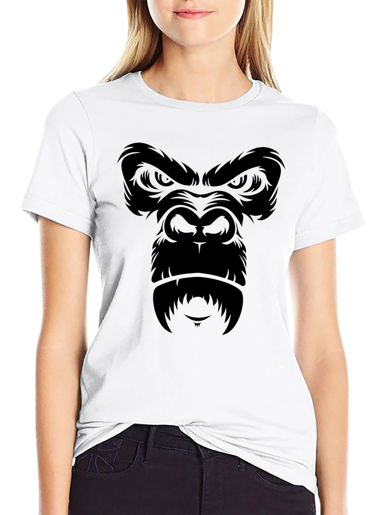 Black Gorilla Face Graphic T-Shirt