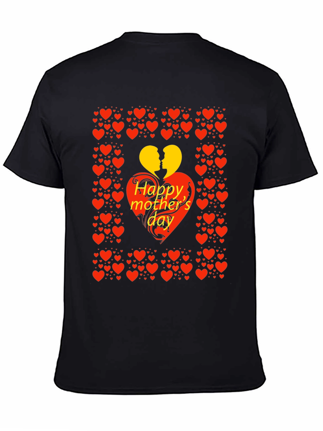 Happy Mothers Day Heart Graphic Tee - Black