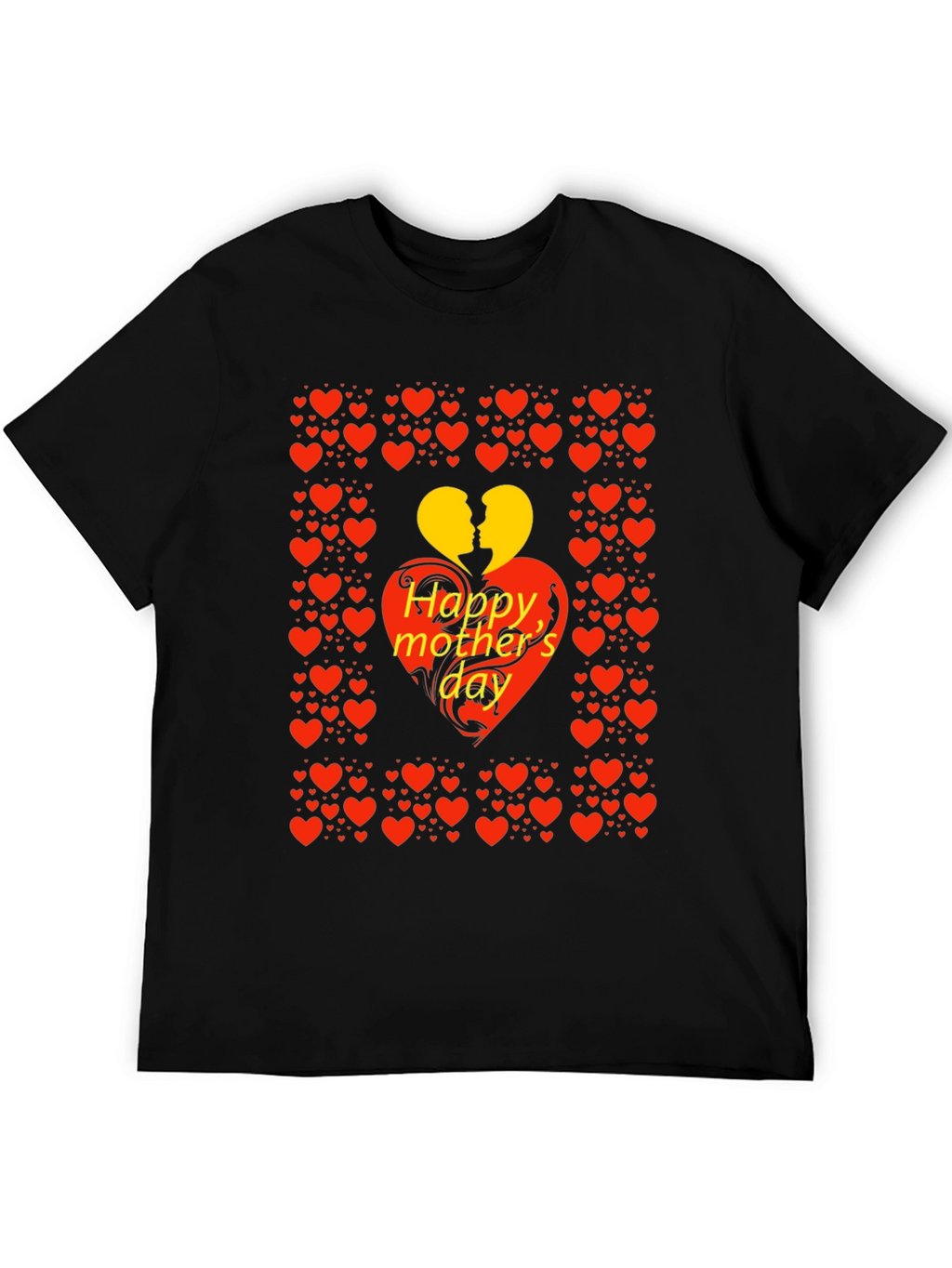 Happy Mothers Day Heart Graphic Tee - Black