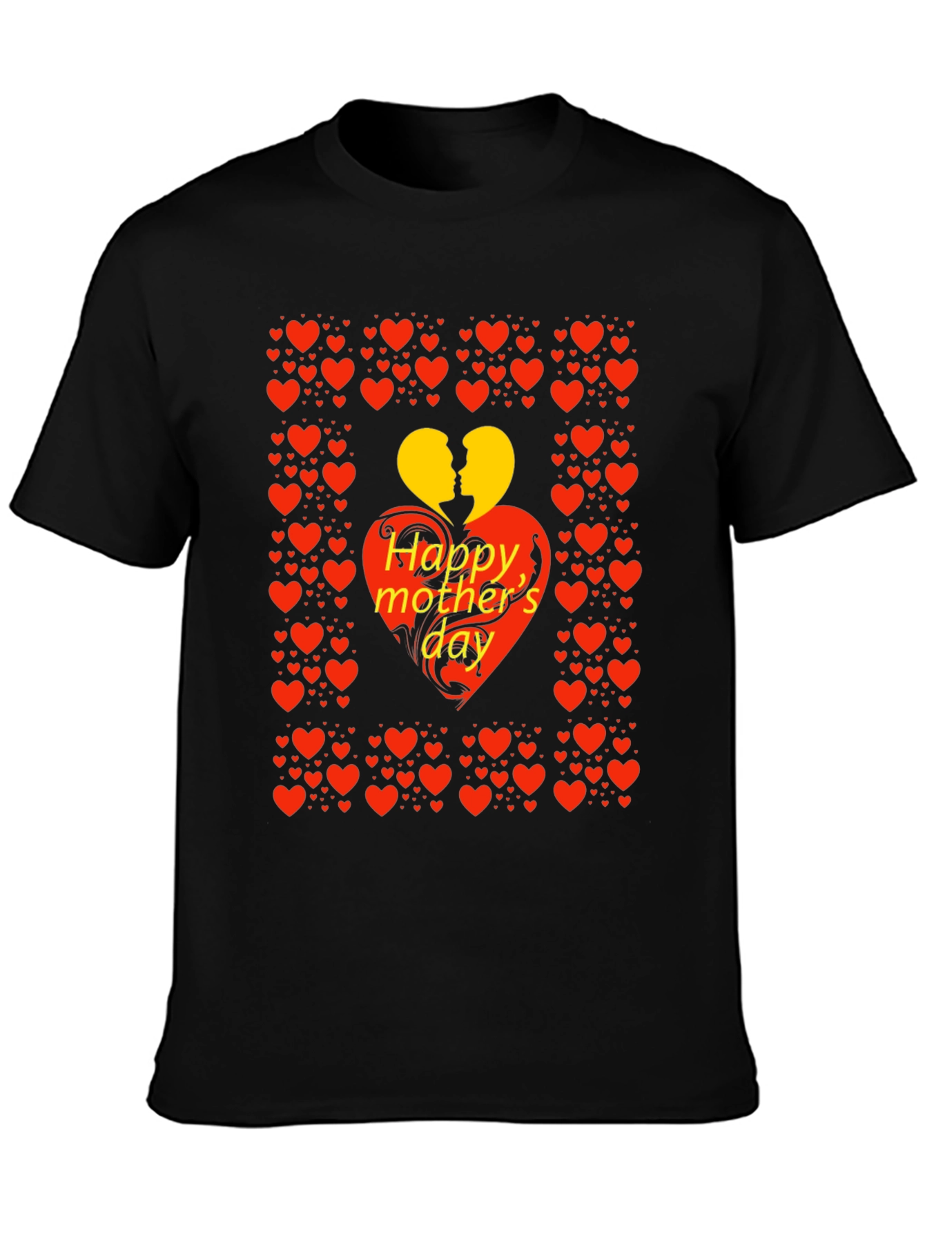 Happy Mothers Day Heart Graphic Tee - Black