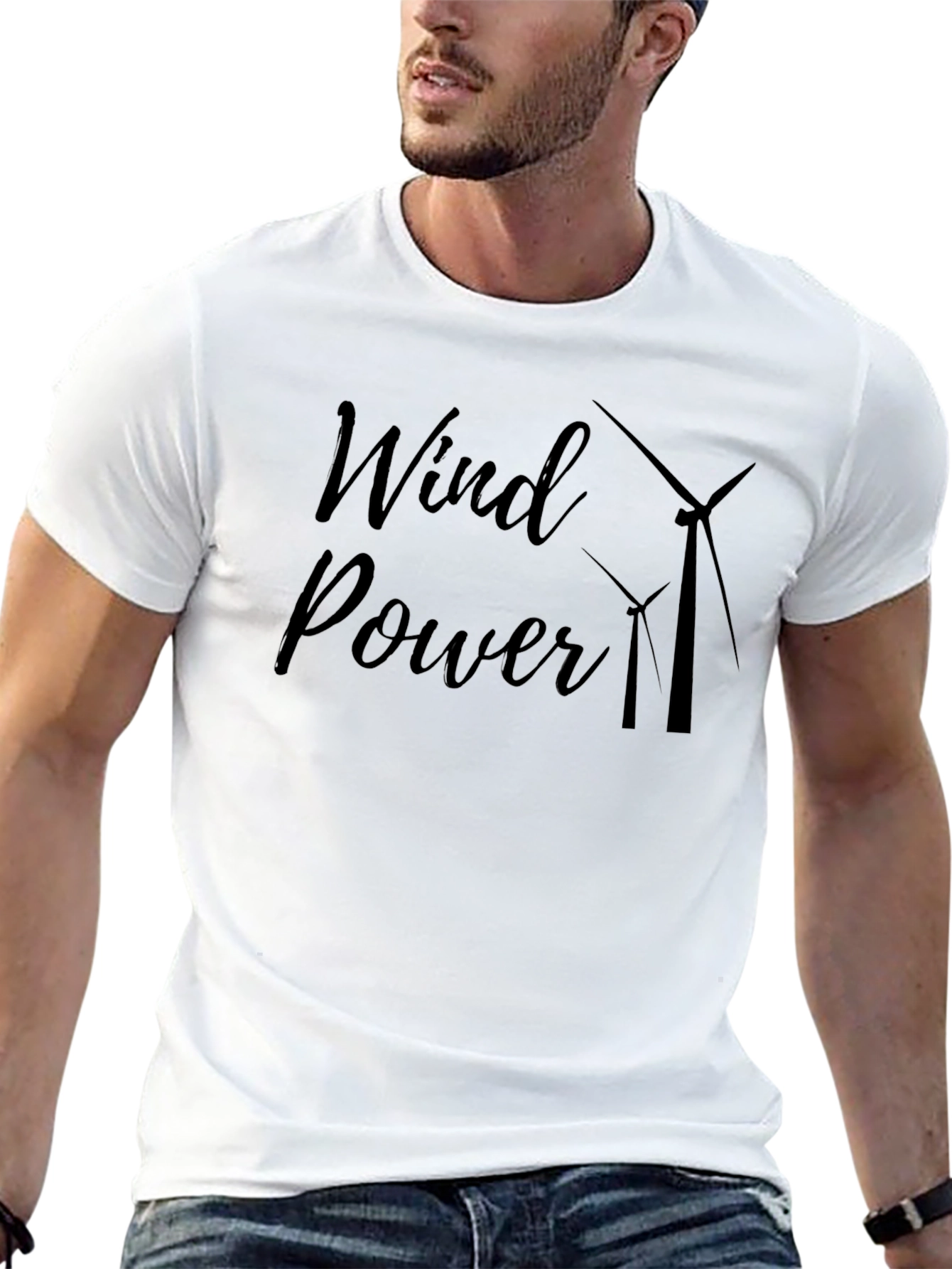Wind Power Graphic Tee - Black Cotton Blend