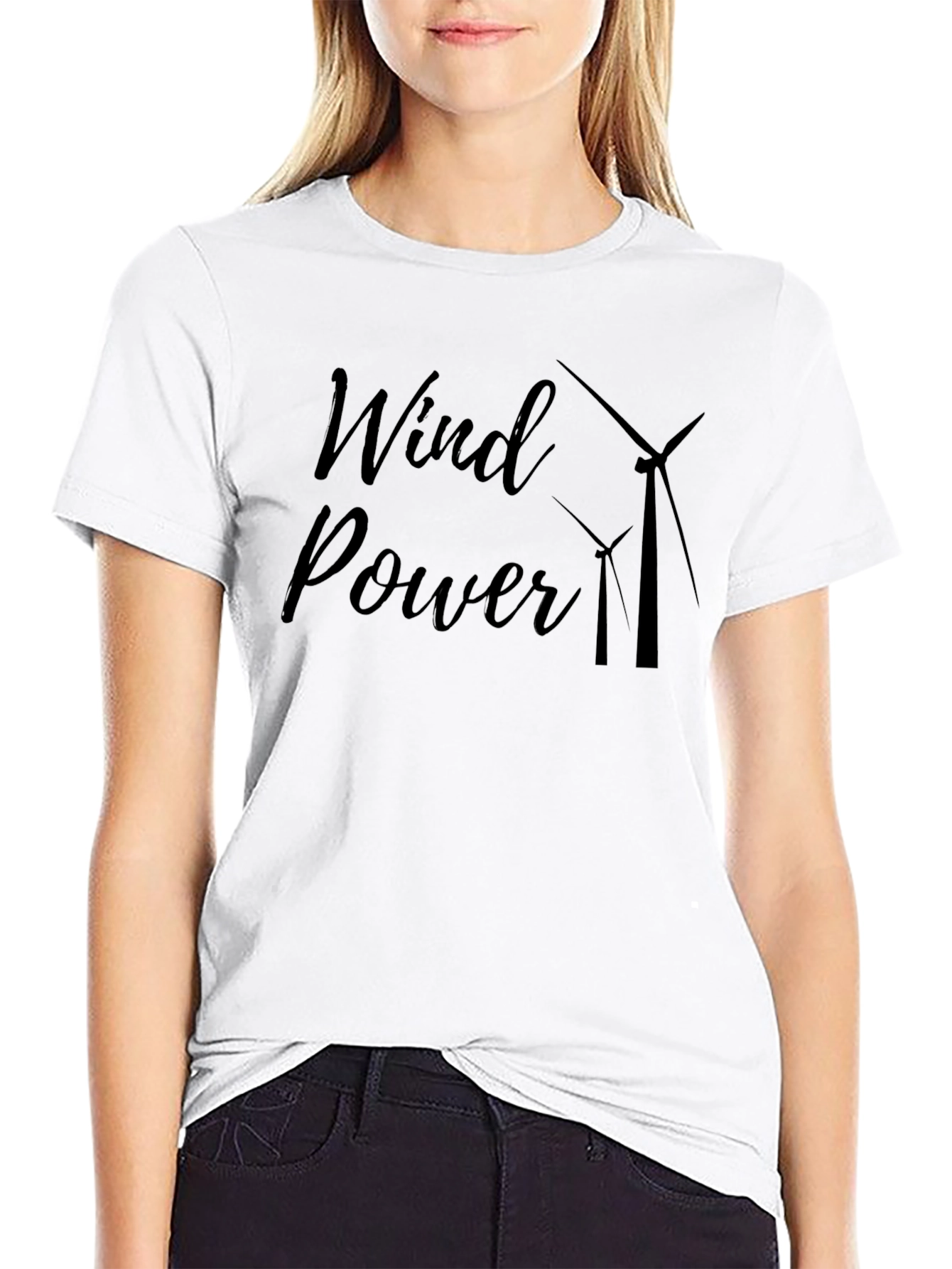 Wind Power Graphic Tee - Black Cotton Blend
