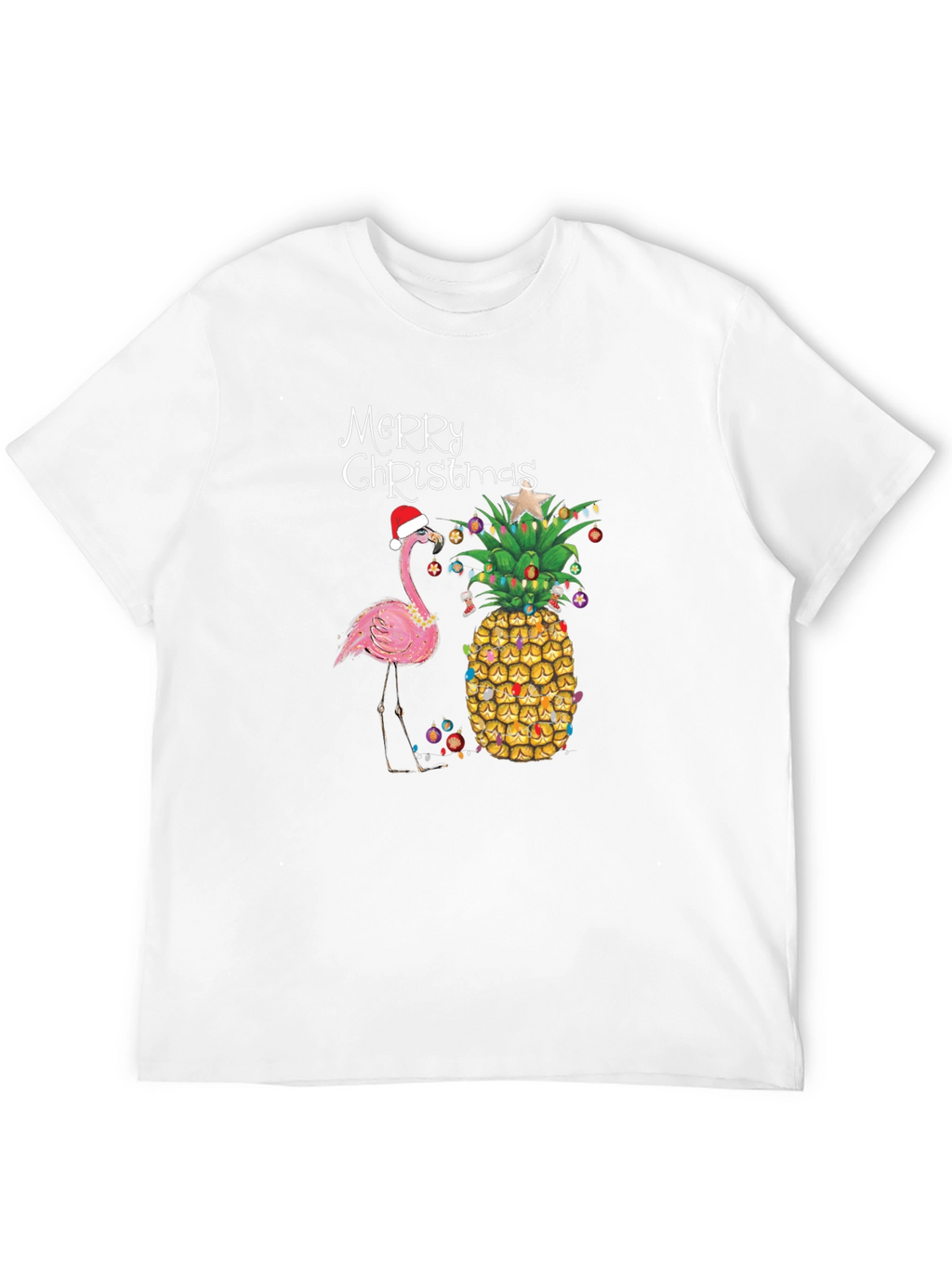 Festive Flamingo & Pineapple Christmas T-Shirt