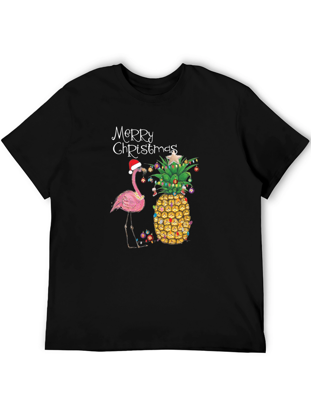 Festive Flamingo & Pineapple Christmas T-Shirt