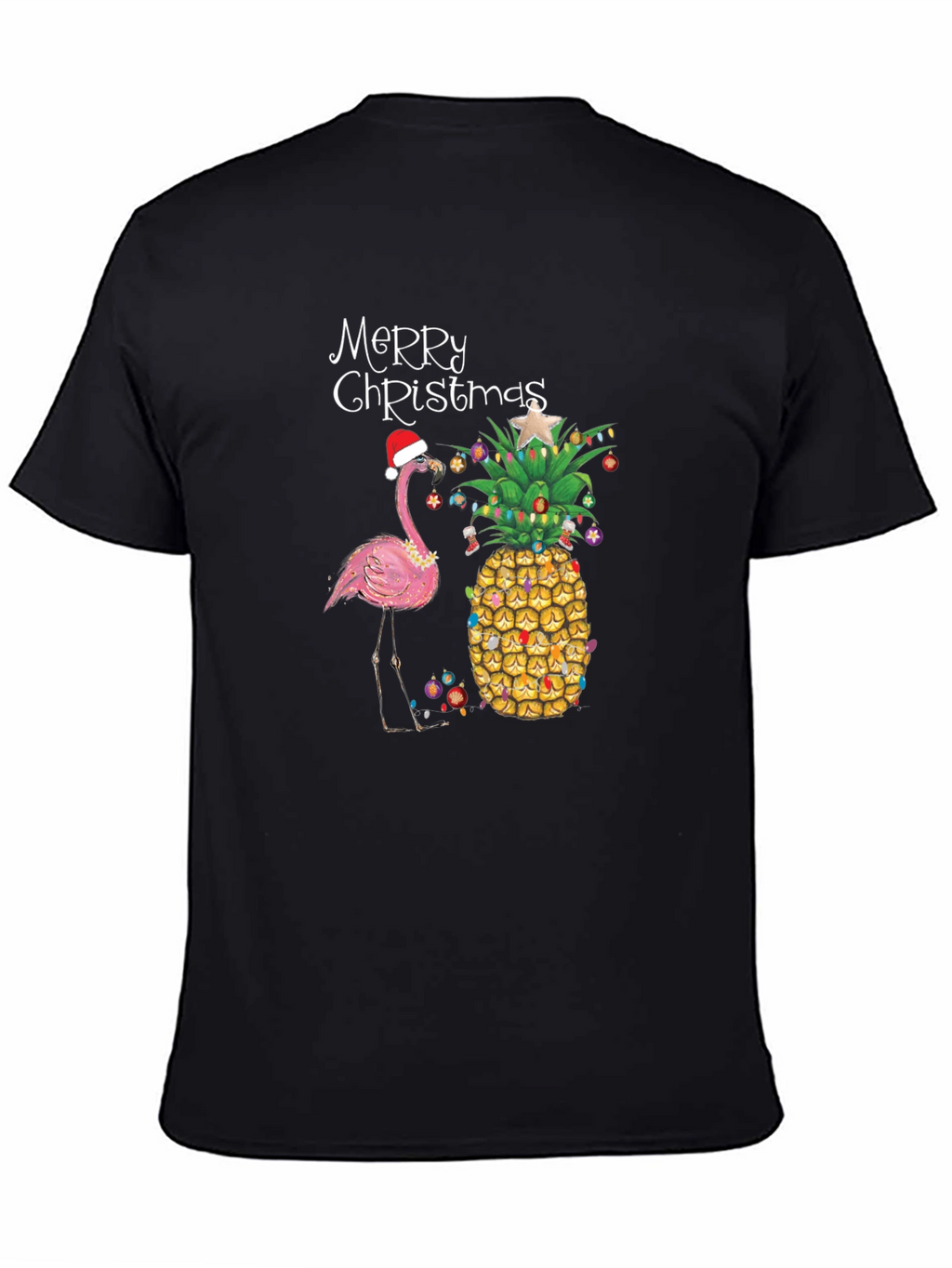 Festive Flamingo & Pineapple Christmas T-Shirt