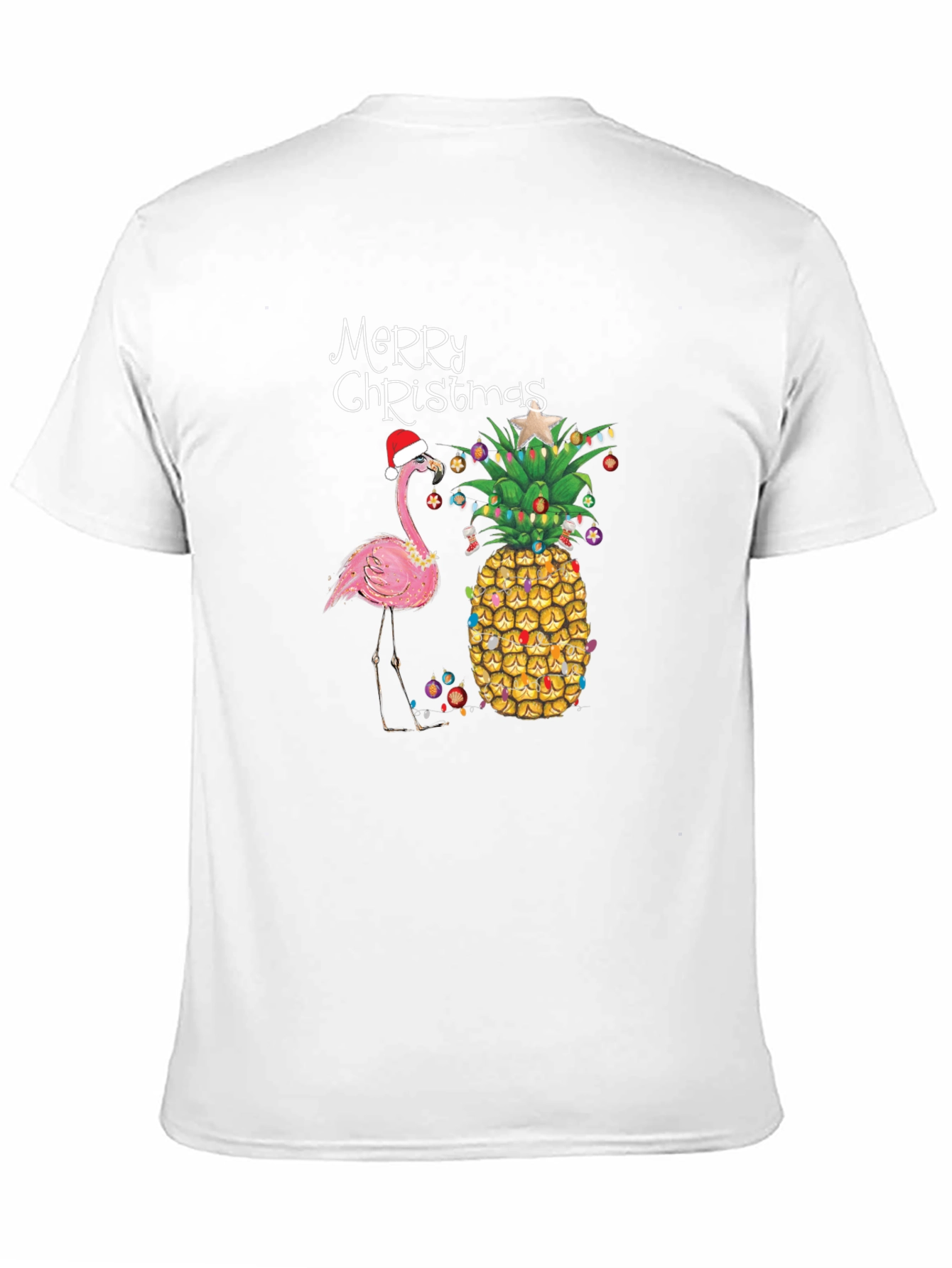 Festive Flamingo & Pineapple Christmas T-Shirt