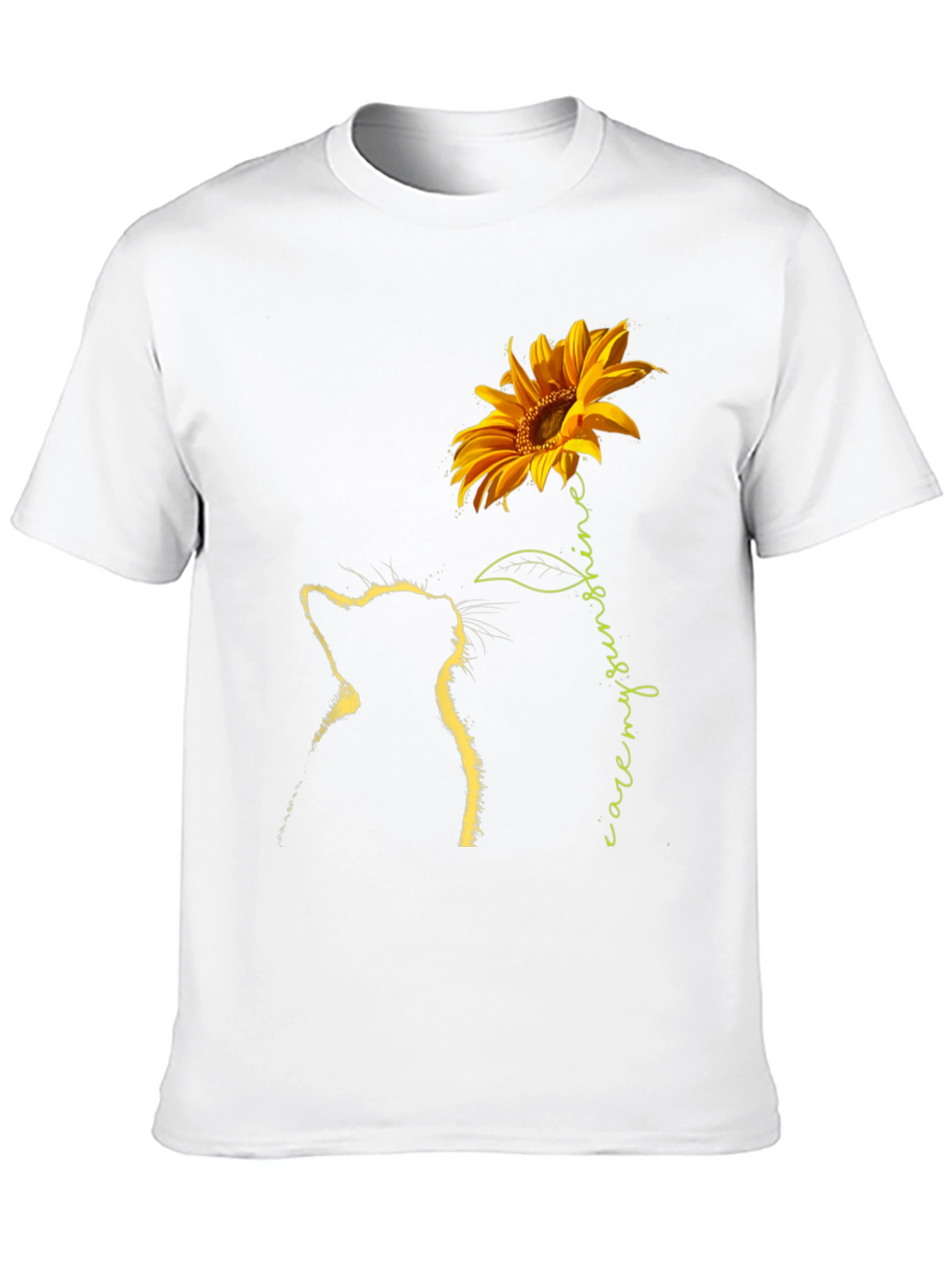 Sunflower Cat Graphic Tee - Black T-Shirt