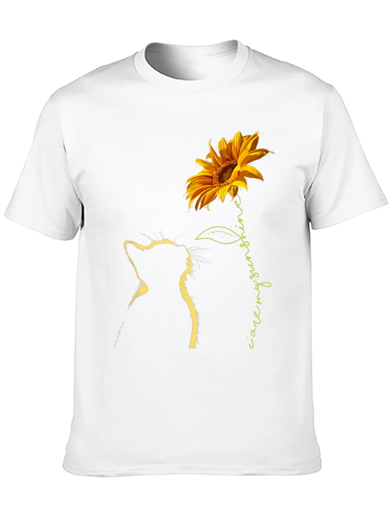 Sunflower Cat Graphic Tee - Black T-Shirt
