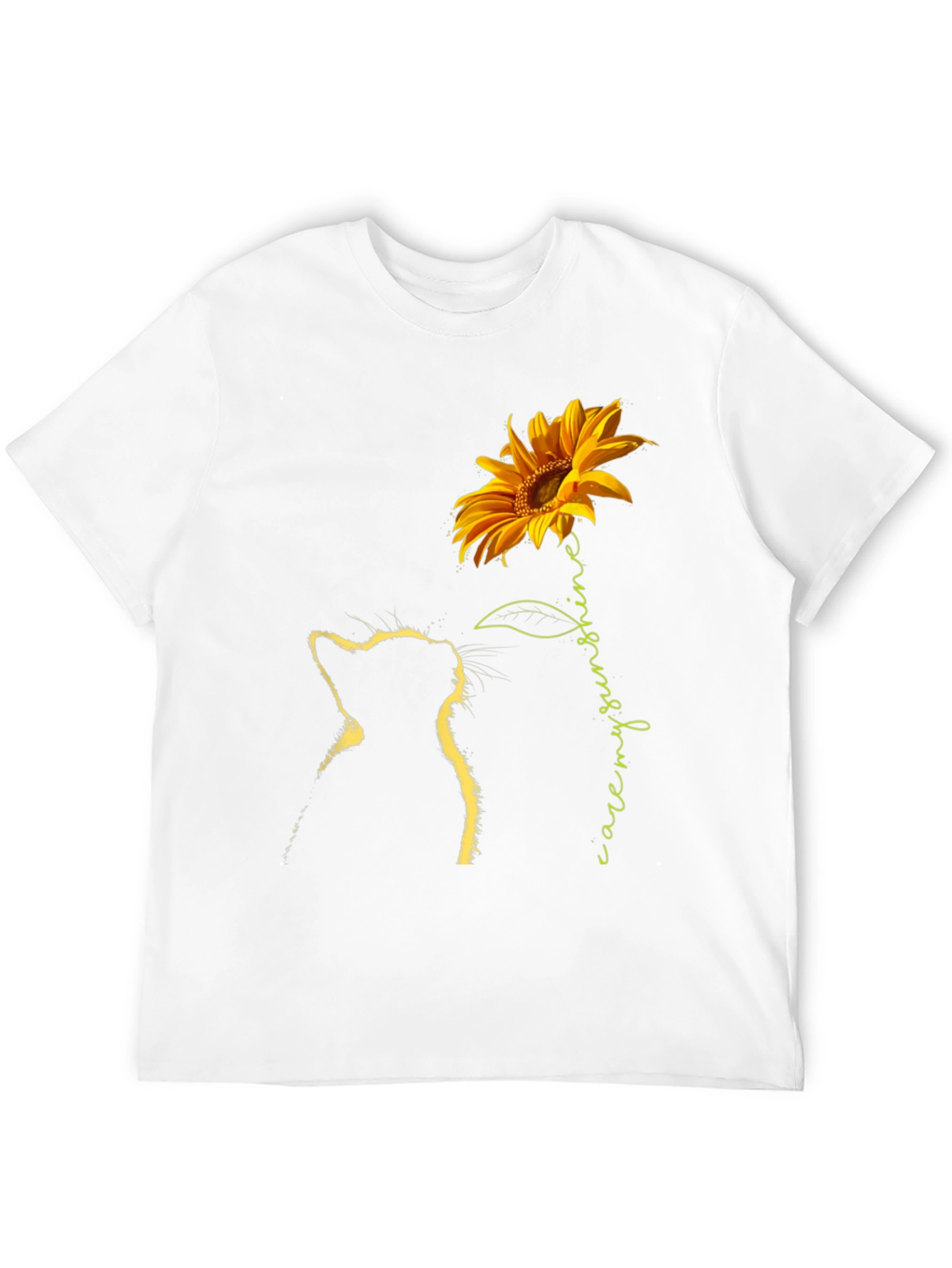 Sunflower Cat Graphic Tee - Black T-Shirt