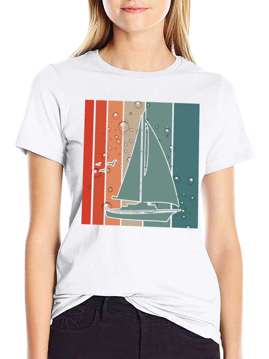 Retro Sailboat Graphic Tee - Coastal Vibes