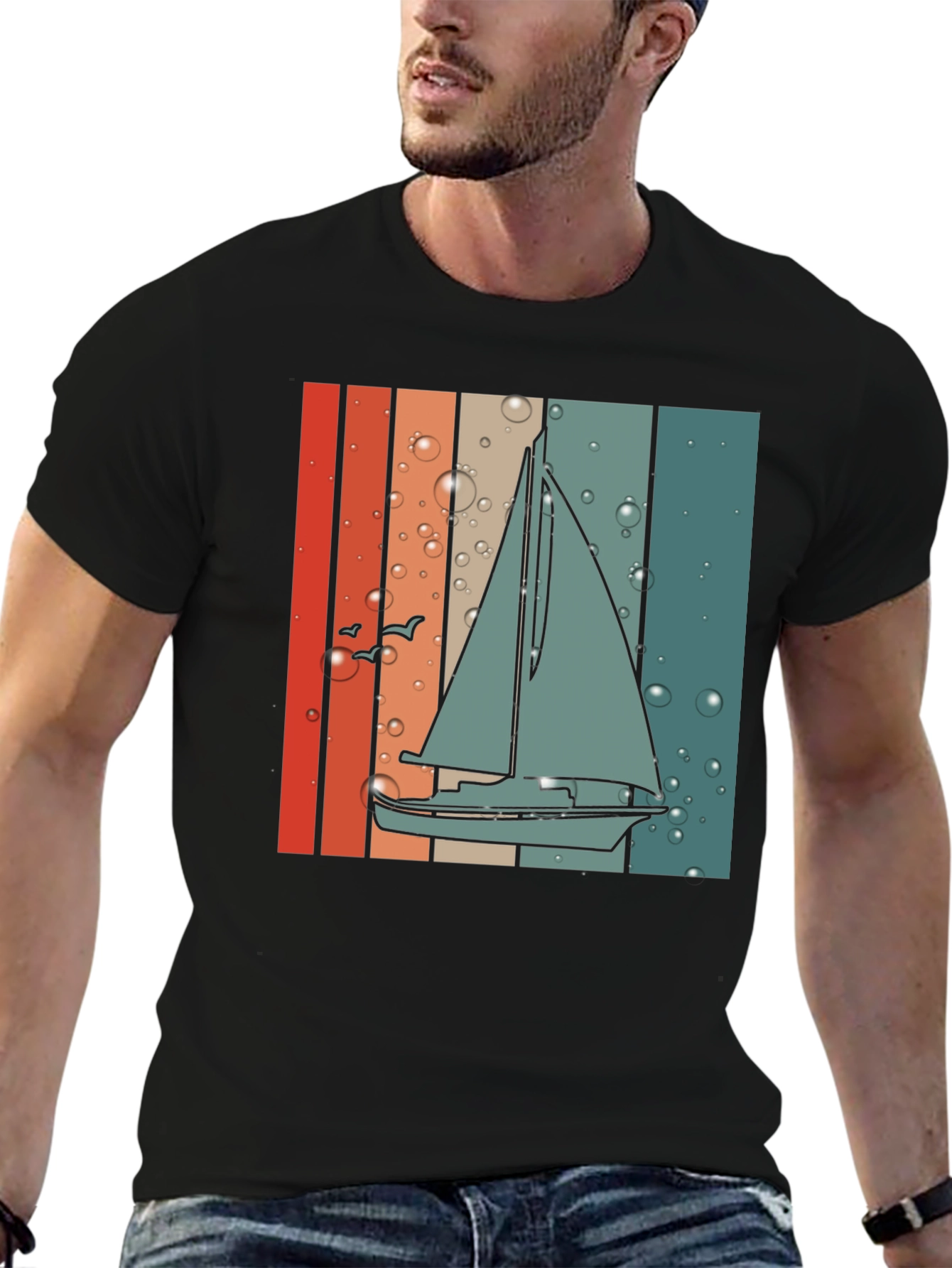 Retro Sailboat Graphic Tee - Coastal Vibes