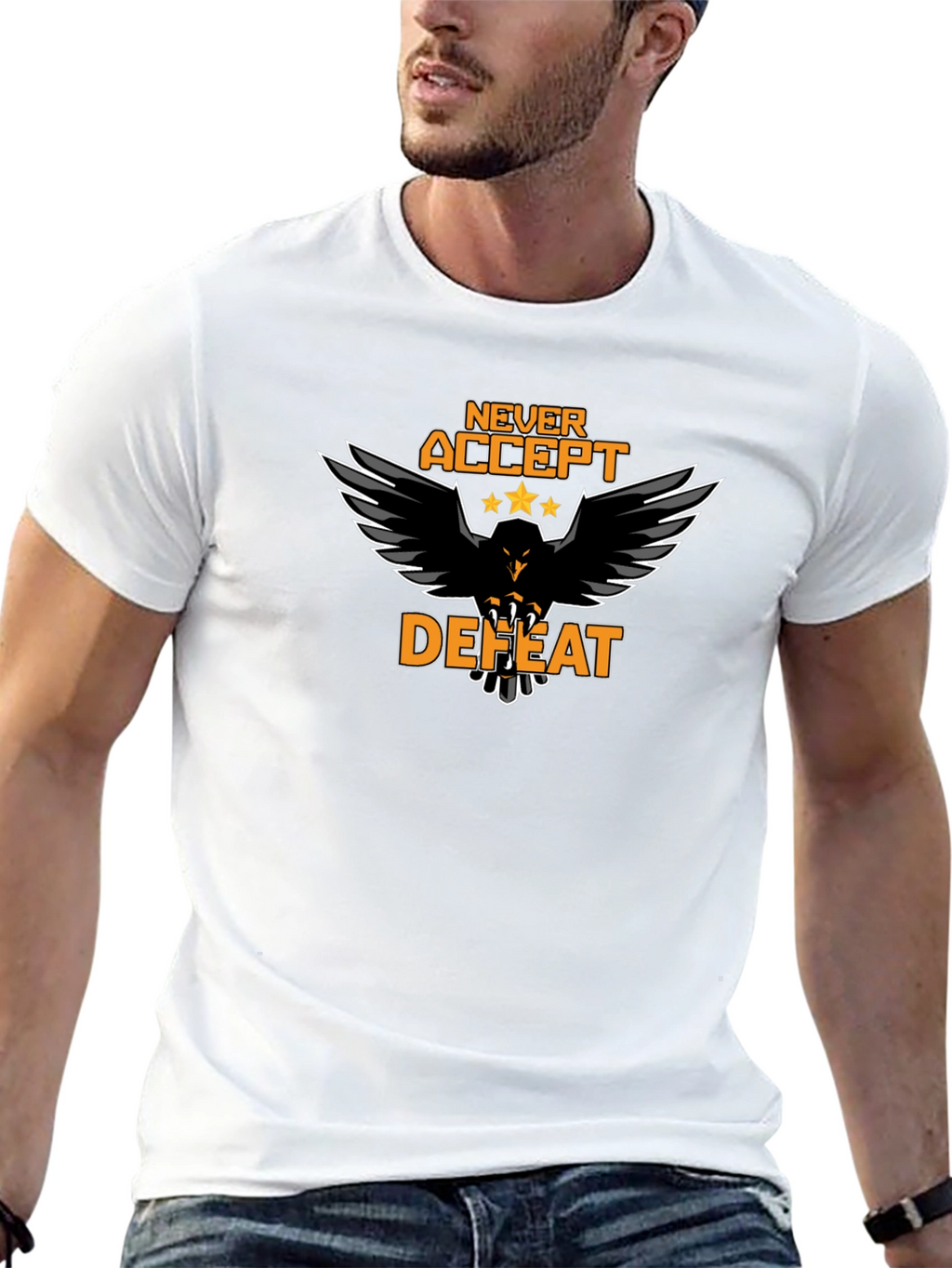 Never Accept Defeat Eagle Graphic T-Shirt