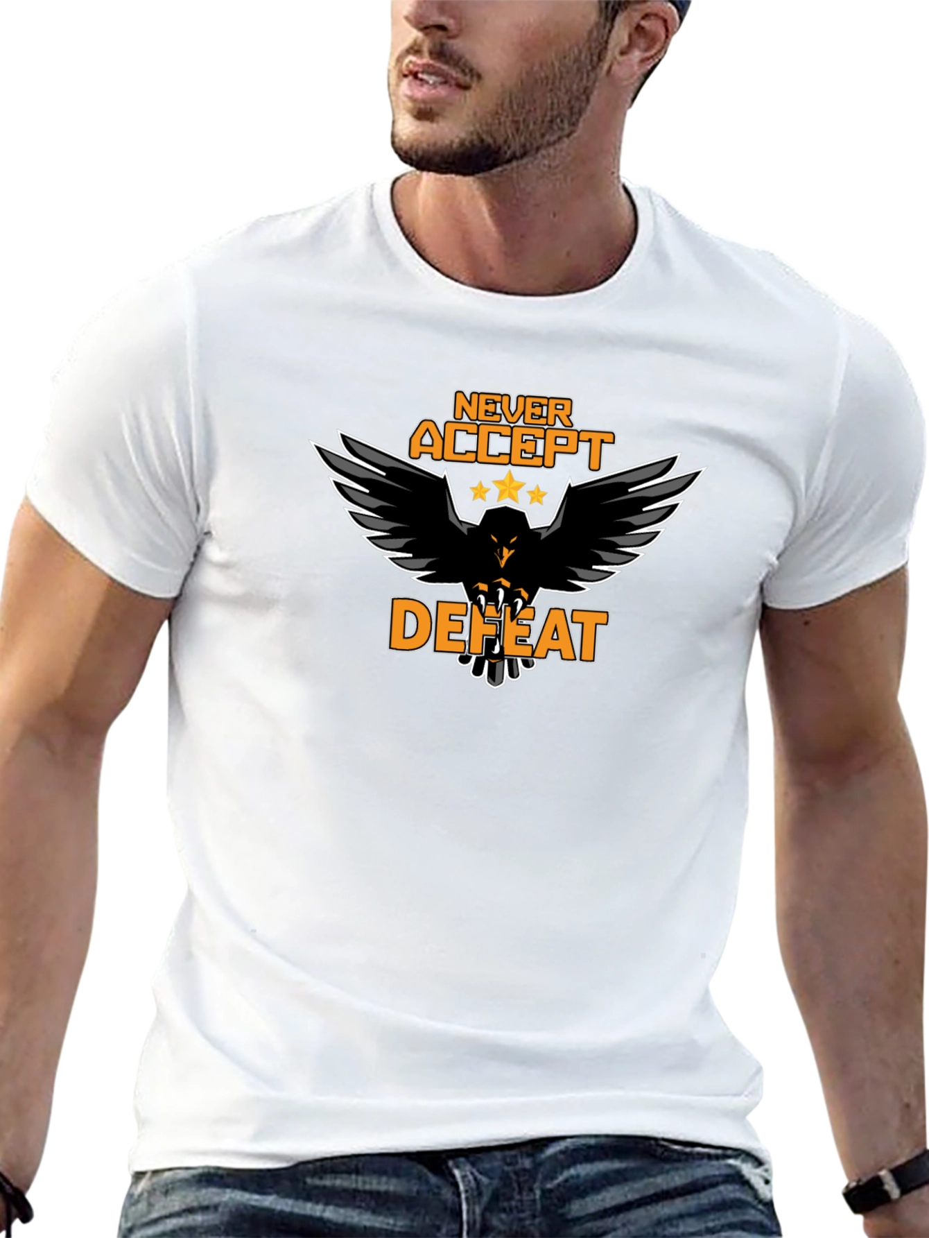 Never Accept Defeat Eagle Graphic T-Shirt